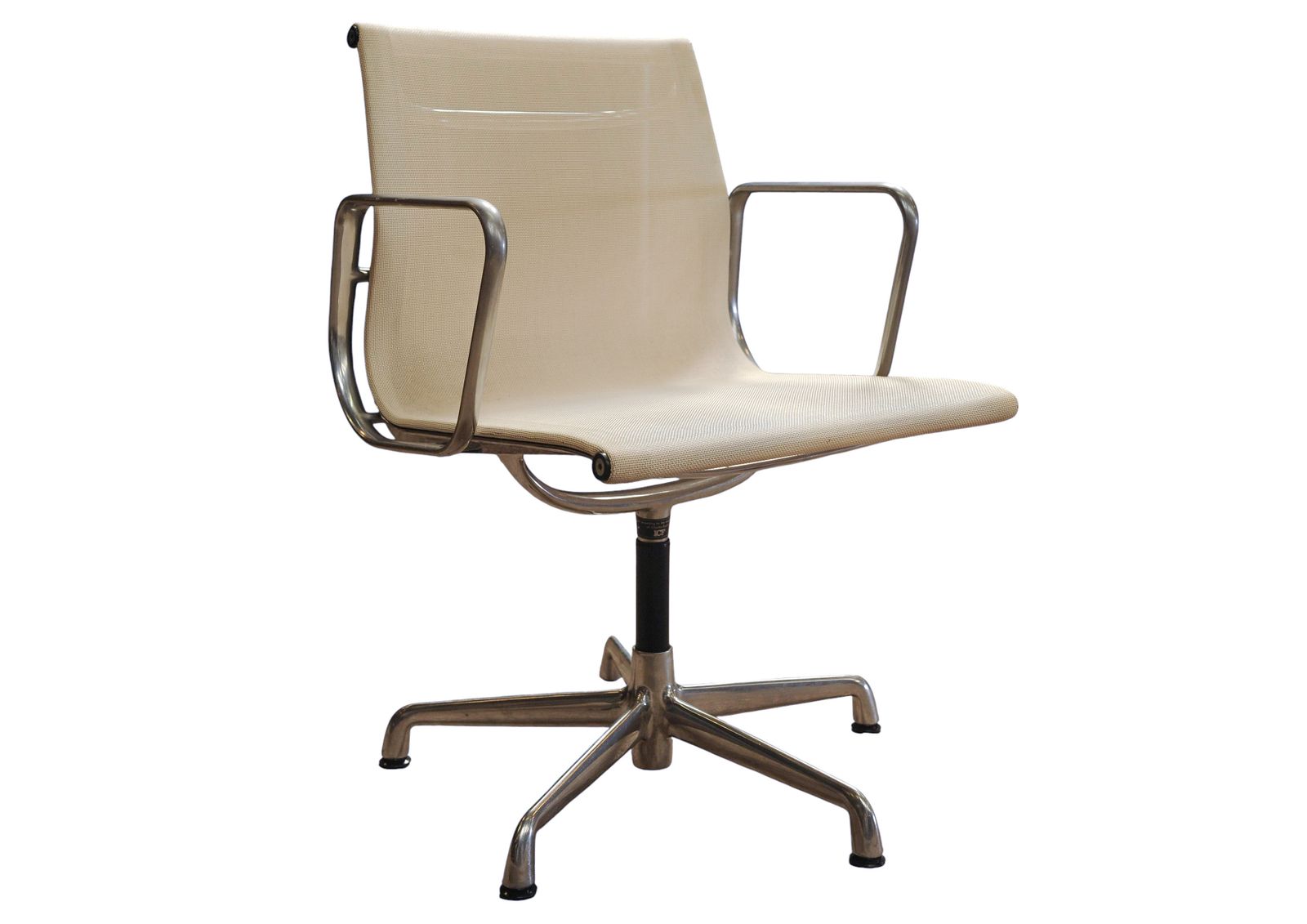 Furniture Eames Ea108 Hopsack Swivel Chair By Icf De Padova, Off White Steel photo