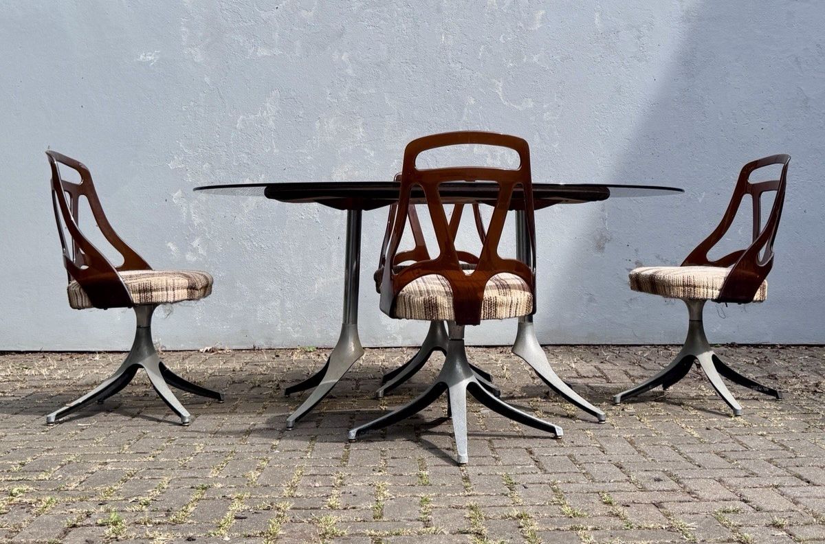photo for sale Chromcraft Grafton USA 1970s Glass Table & Chairs Restoration Project A/F