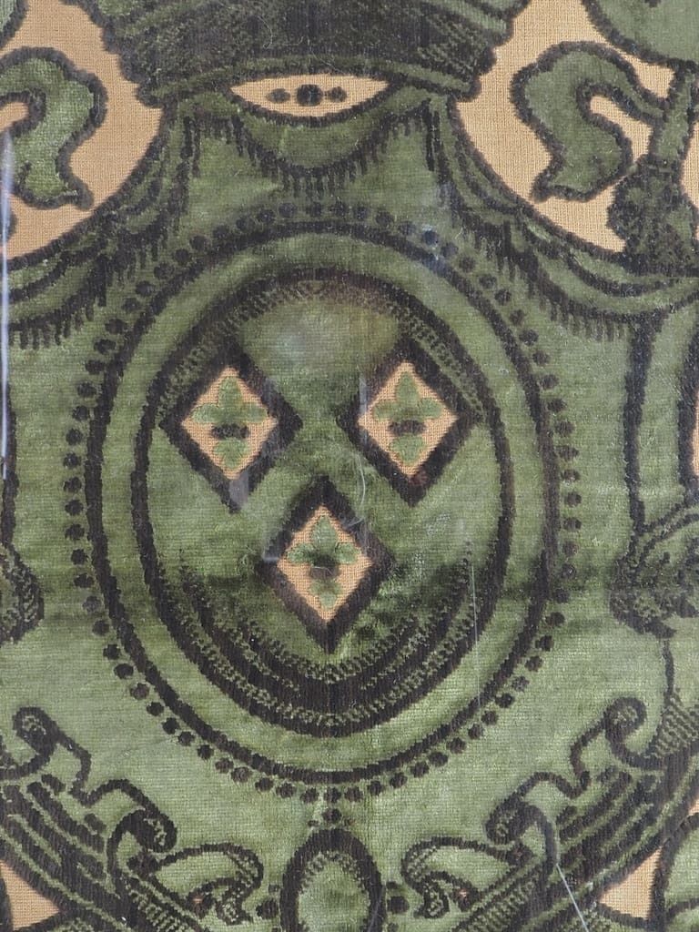 photo furniture Authentic 19th Century Velvet Tapestry Featuring Coat Of Arms