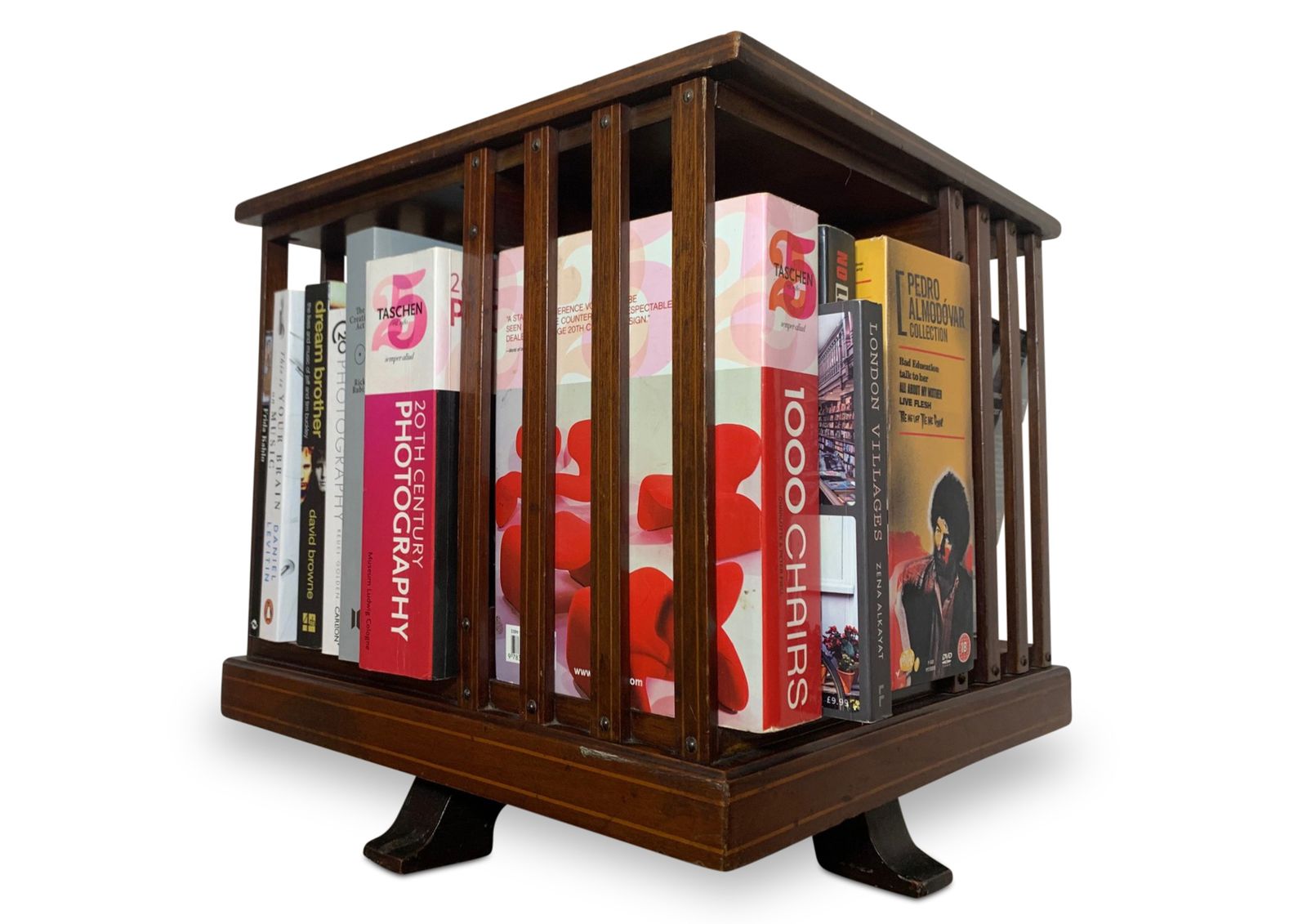 photo vinterior A Victorian Handmade Mahogany Revolving Tabletop Bookcase With In Lay Detailing & Flame Mahogany Top