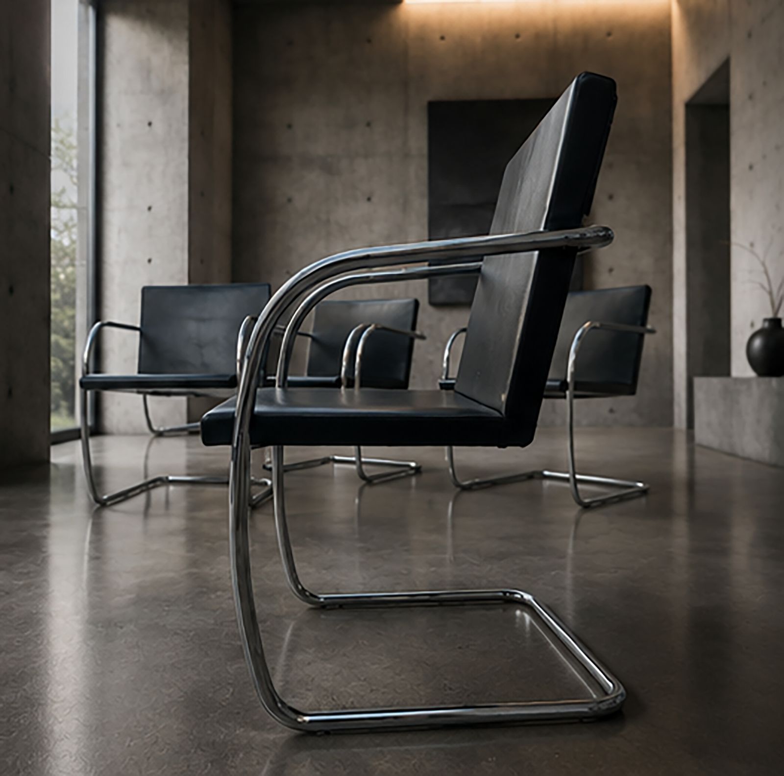 Ludwig Mies Van Der Rohe – ‘Brno’ Chairs,  Brno Tubular Thin Pad Chair Model 245a photo for sale