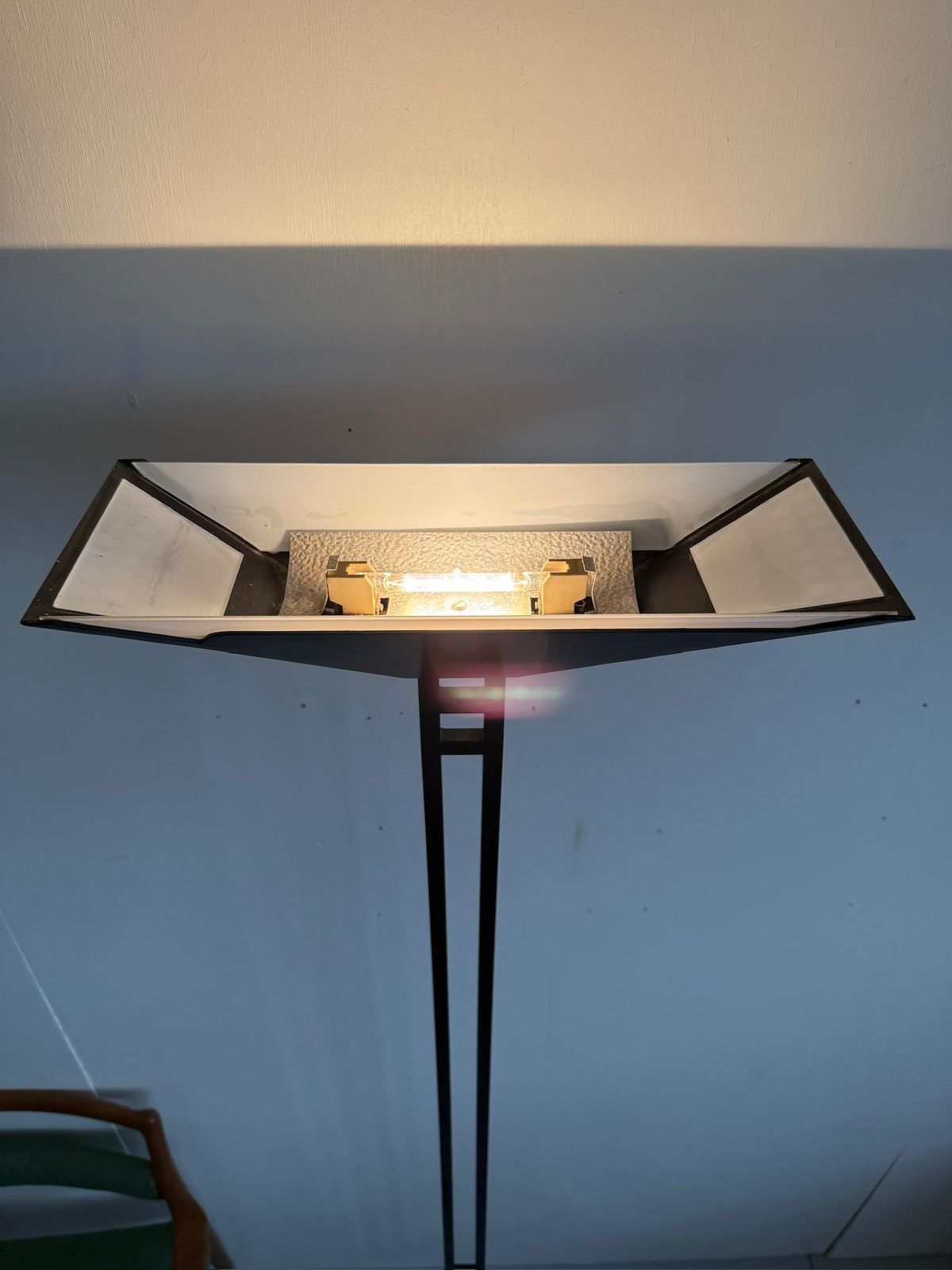 Vintage Postmodern Black Large Floor Lamp Uplighter By Relco Milano With Dimmer photo furniture