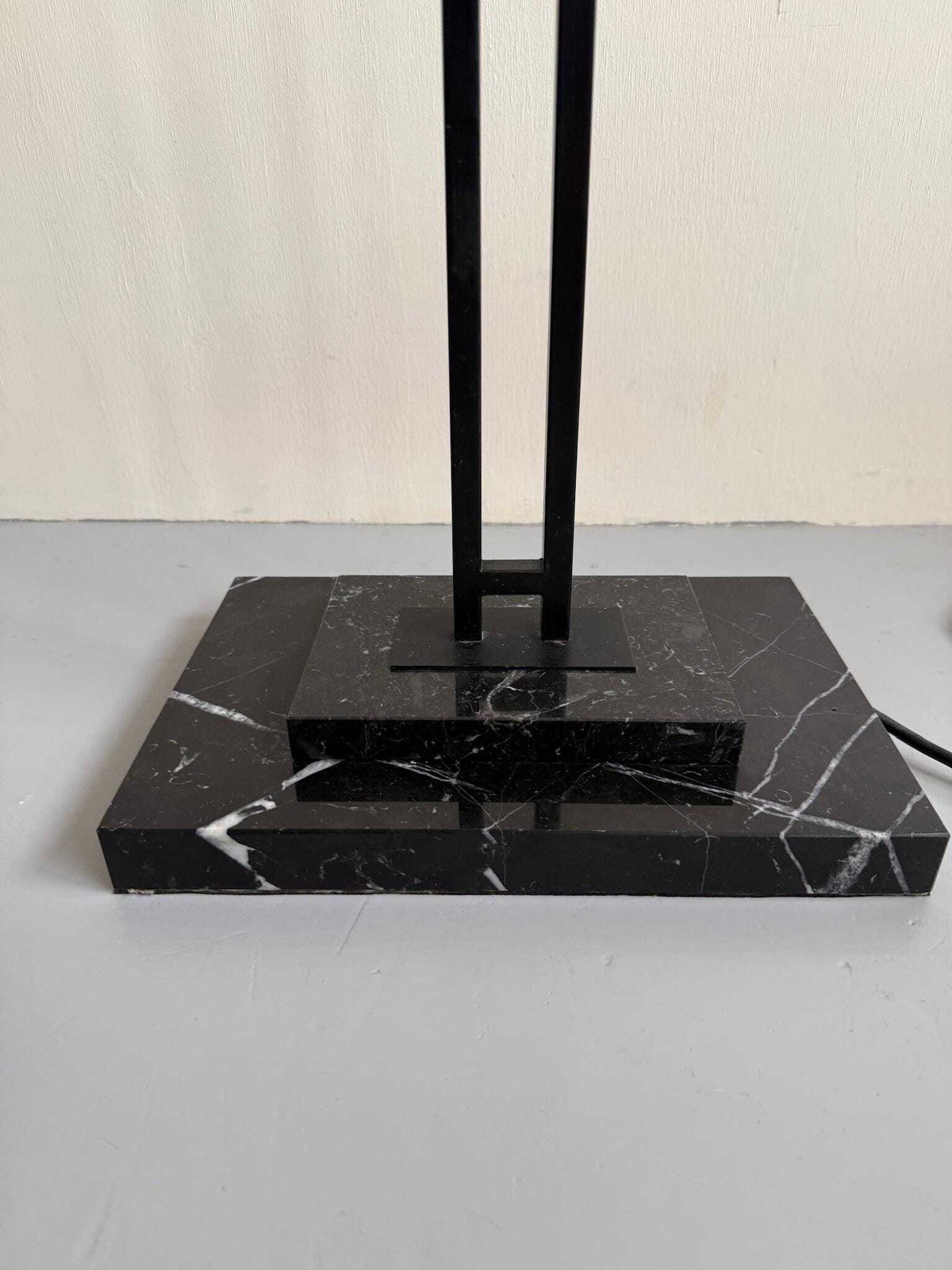 Vintage Postmodern Black Large Floor Lamp Uplighter By Relco Milano With Dimmer photo vinterior