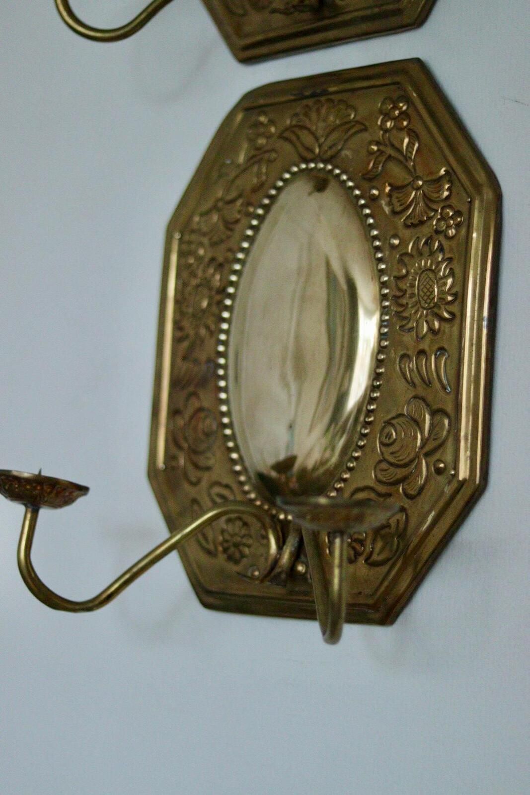 photo buy Pair Of Mid Century Swedish Brass Octagonal Double Arm Sconces