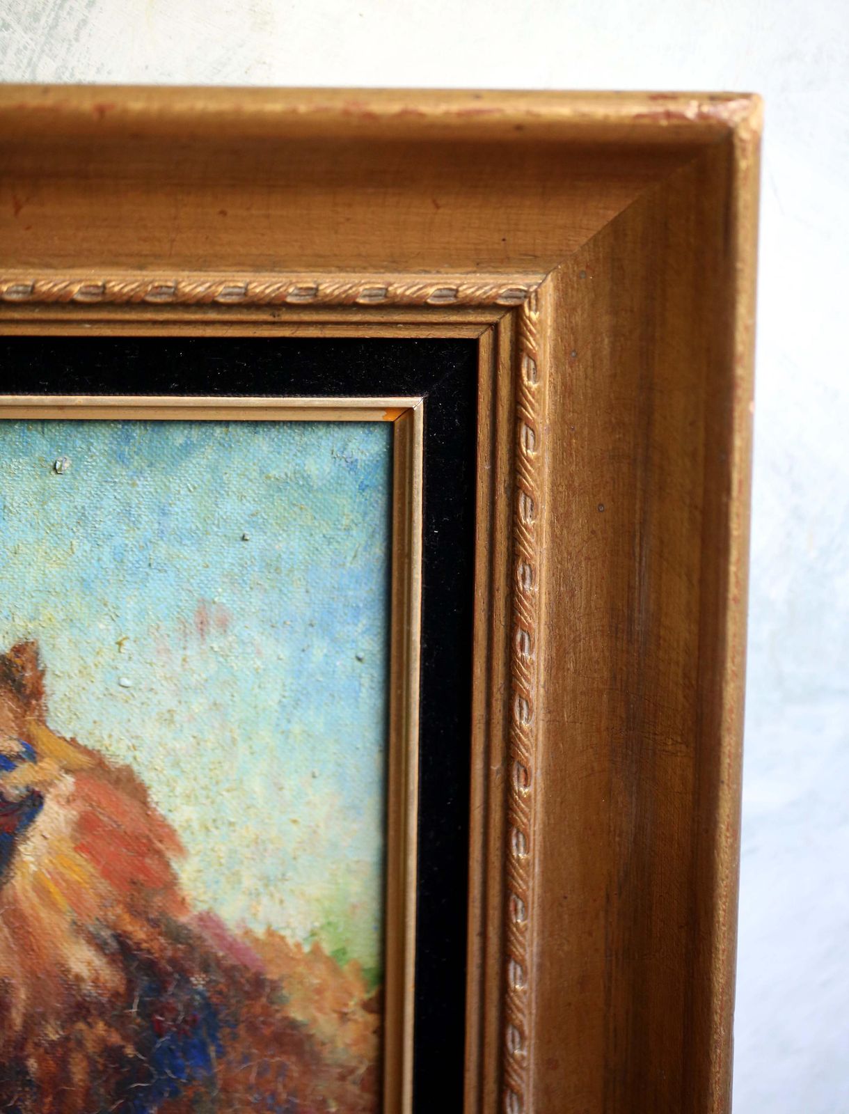 Art Original Pomeranian Oil Painting Framed Dogs Wall Art Signed Kita photo