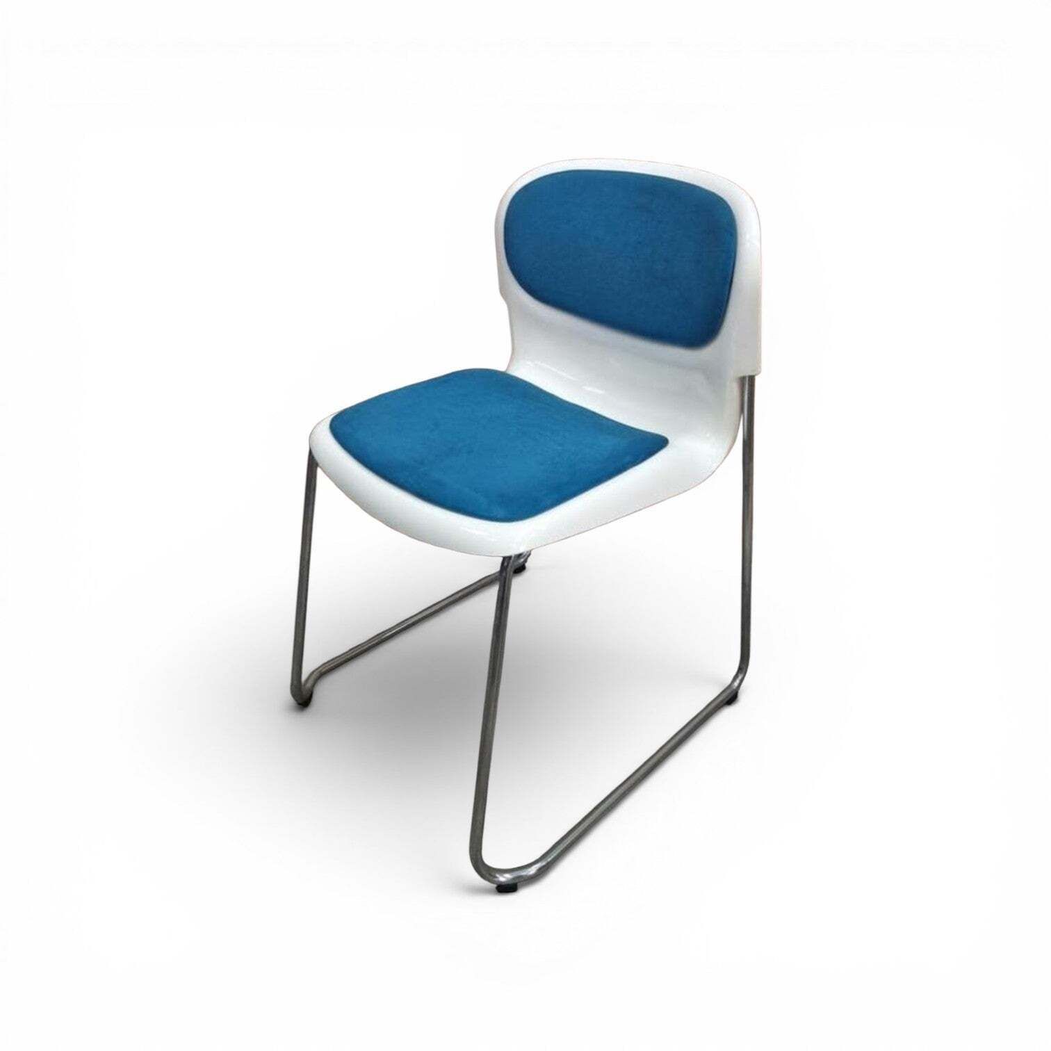 20 X Gerd Lange West German Chrome Sm 400 Swing Chairs / Blue Upholstery / 1990s photo Furniture