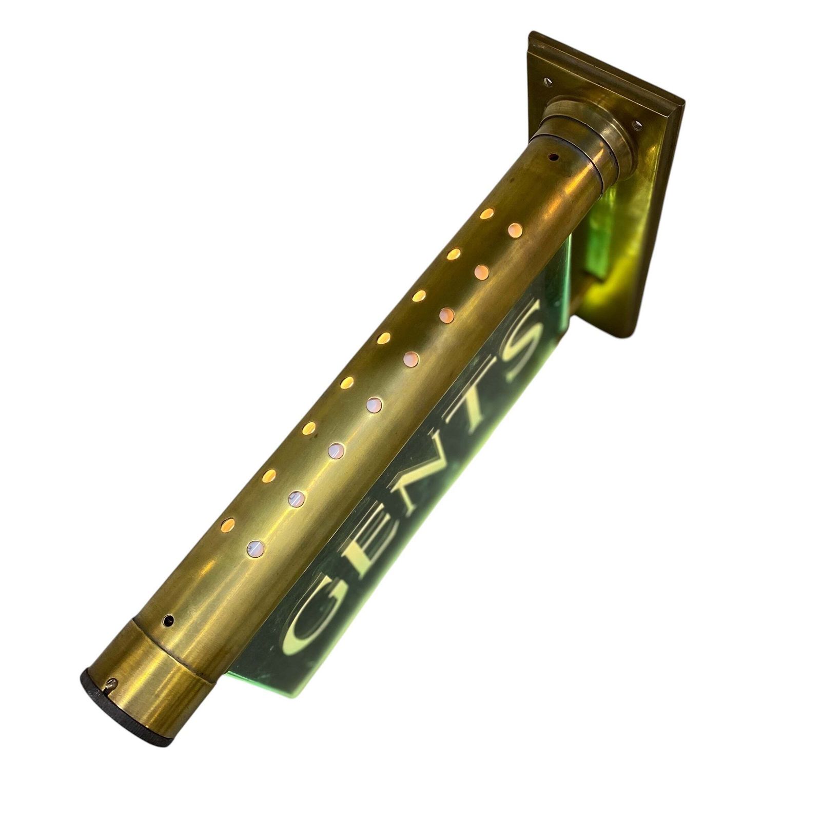 photo for sale Antique "Internalite" Illuminated Brass Glass 'Gents' Wall Sign 1930s