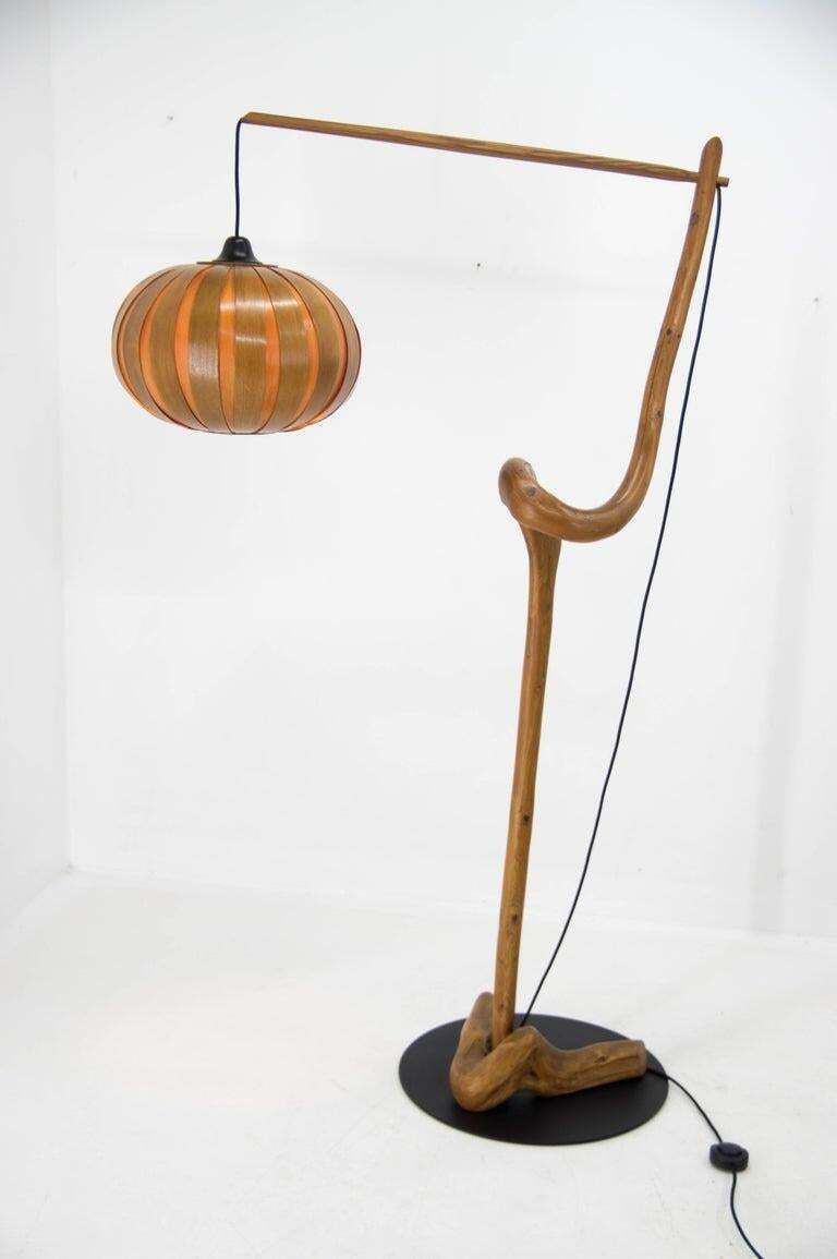 photo for sale 1960s Mid Century Modern Sculptural Wooden And Veneer Floor Lamp
