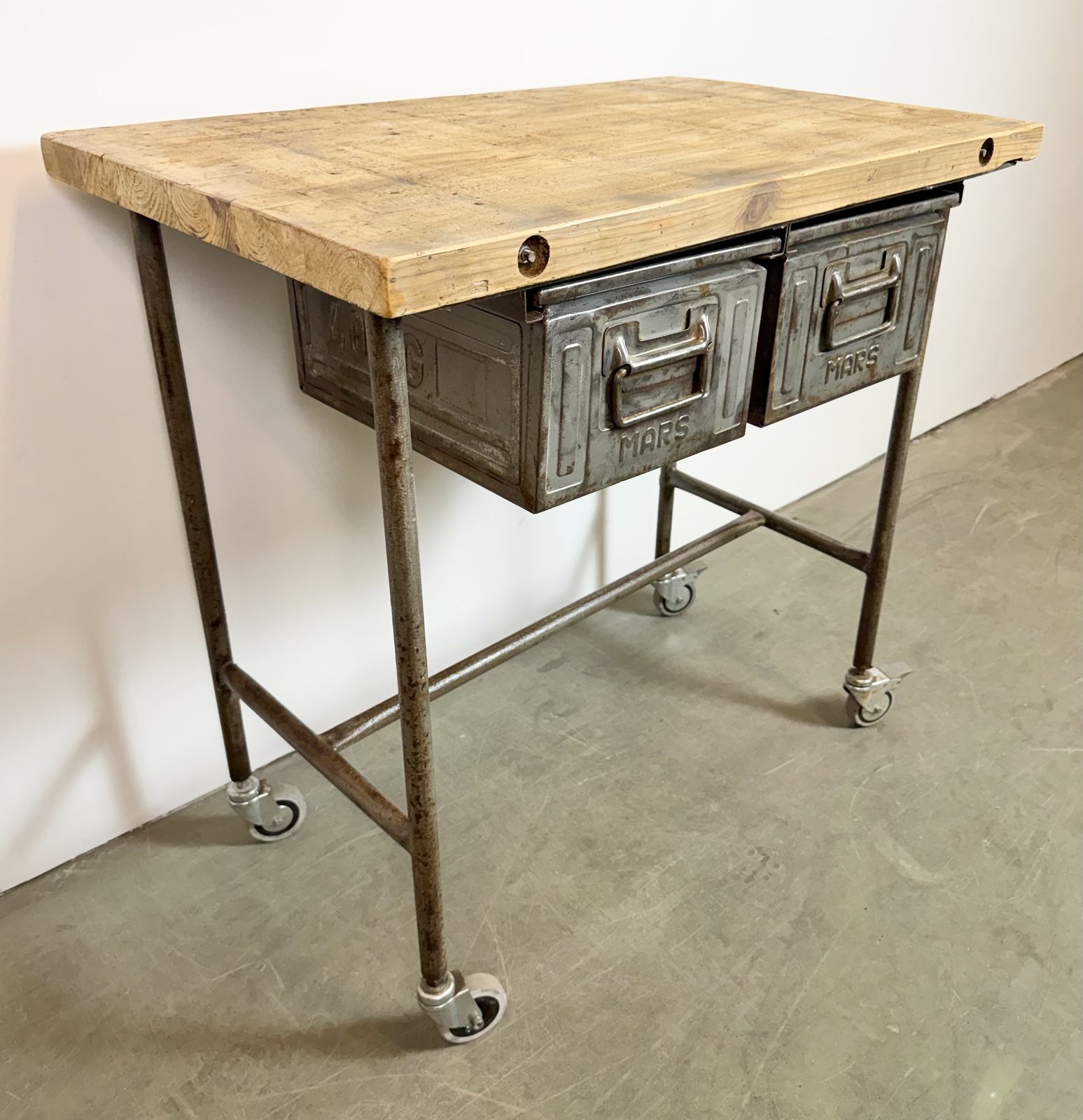 Industrial Worktable On Wheels, 1960s photo buy