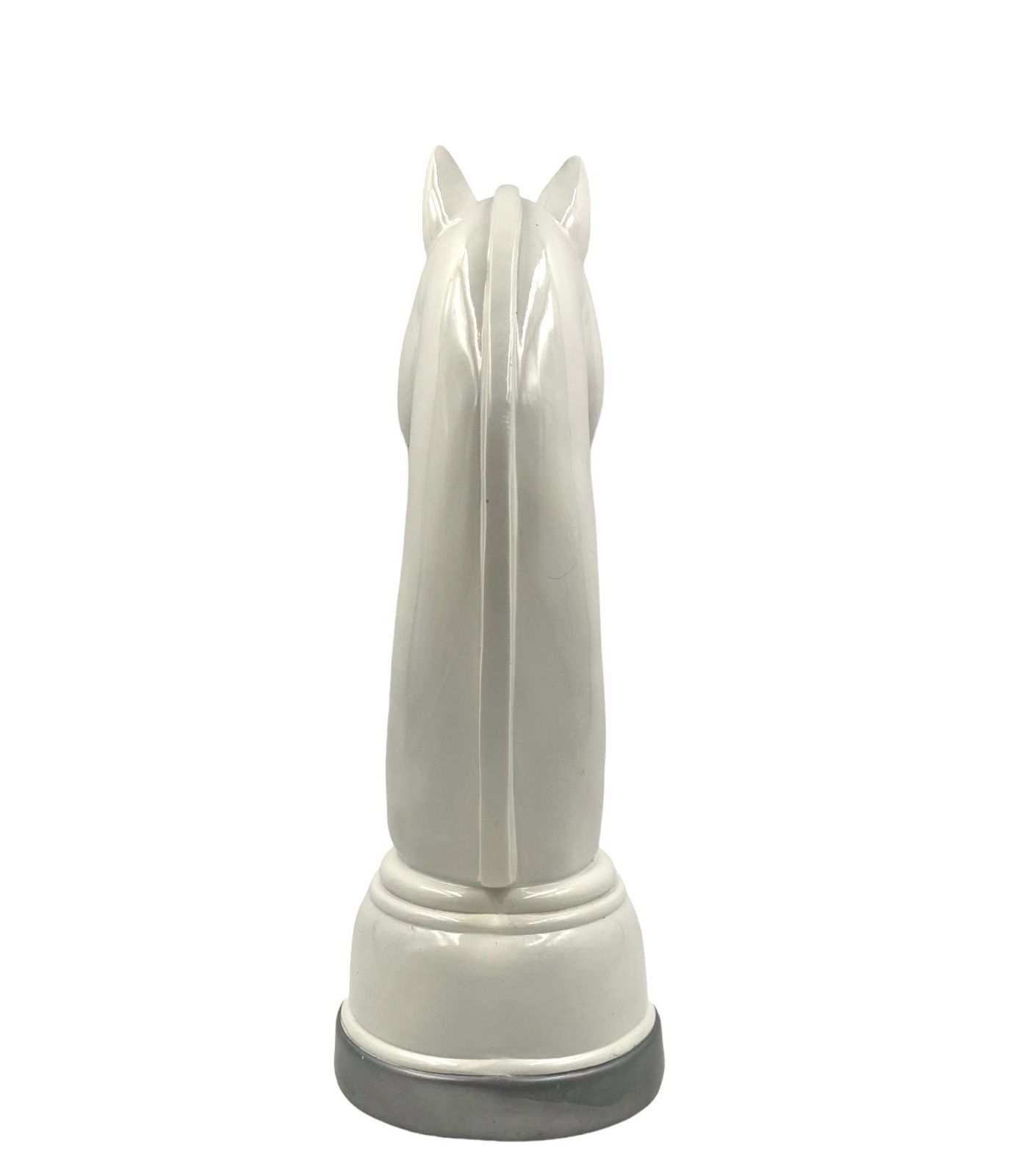 photo vintage White Resin Chess Horse Sculpture, Italy 1970s