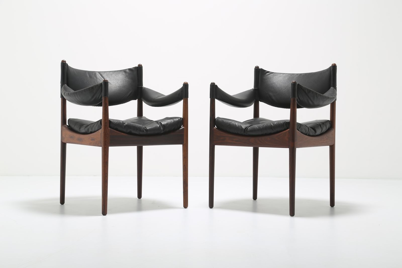 photo buy Kristian Vedel ‘Modus’ Armchair / Carver: 6 X Rare Rosewood & Black Leather, For Søren Willadsen, Denmark, 1960s