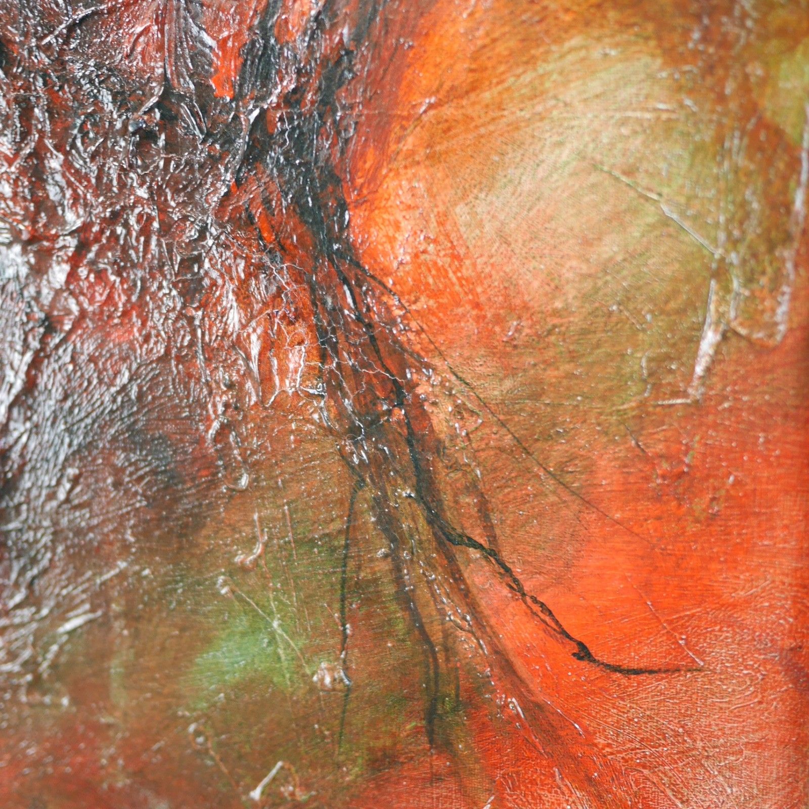 Art Vintage Mid Century Abstract Fish Reds Oil Painting Art Framed Hessian #103198 photo