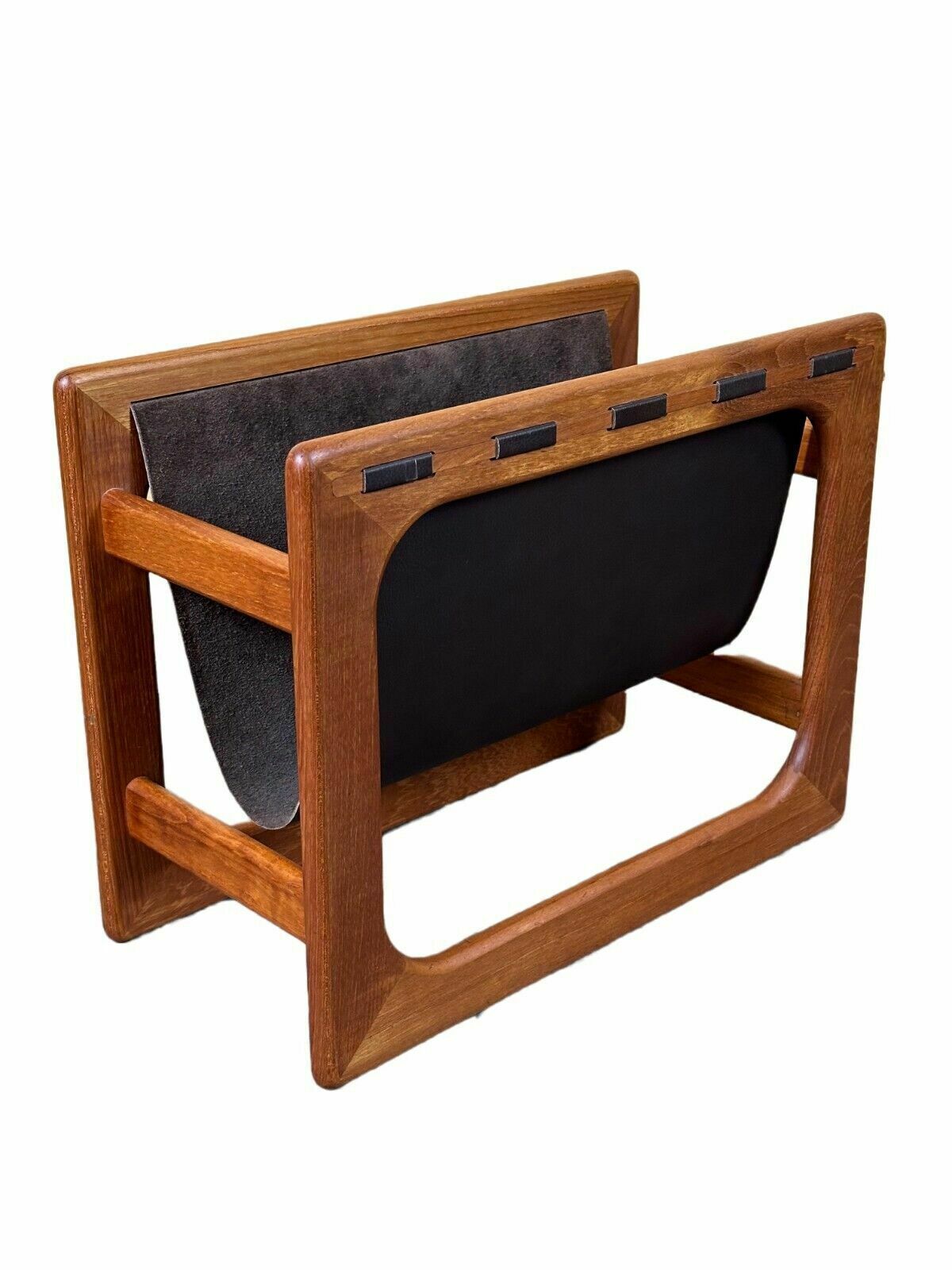 60s 70s Newspaper Holder Newspaper Stands R Aksel Kjersgaard Made Of Teak & Leather