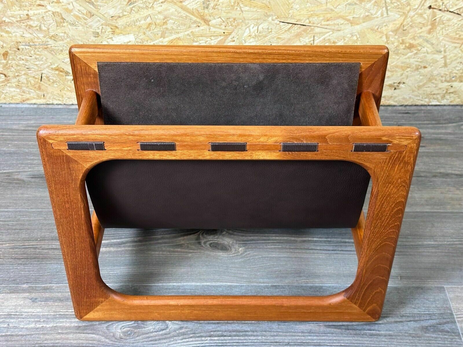 photo for sale 60s 70s Newspaper Holder Newspaper Stands R Aksel Kjersgaard Made Of Teak & Leather