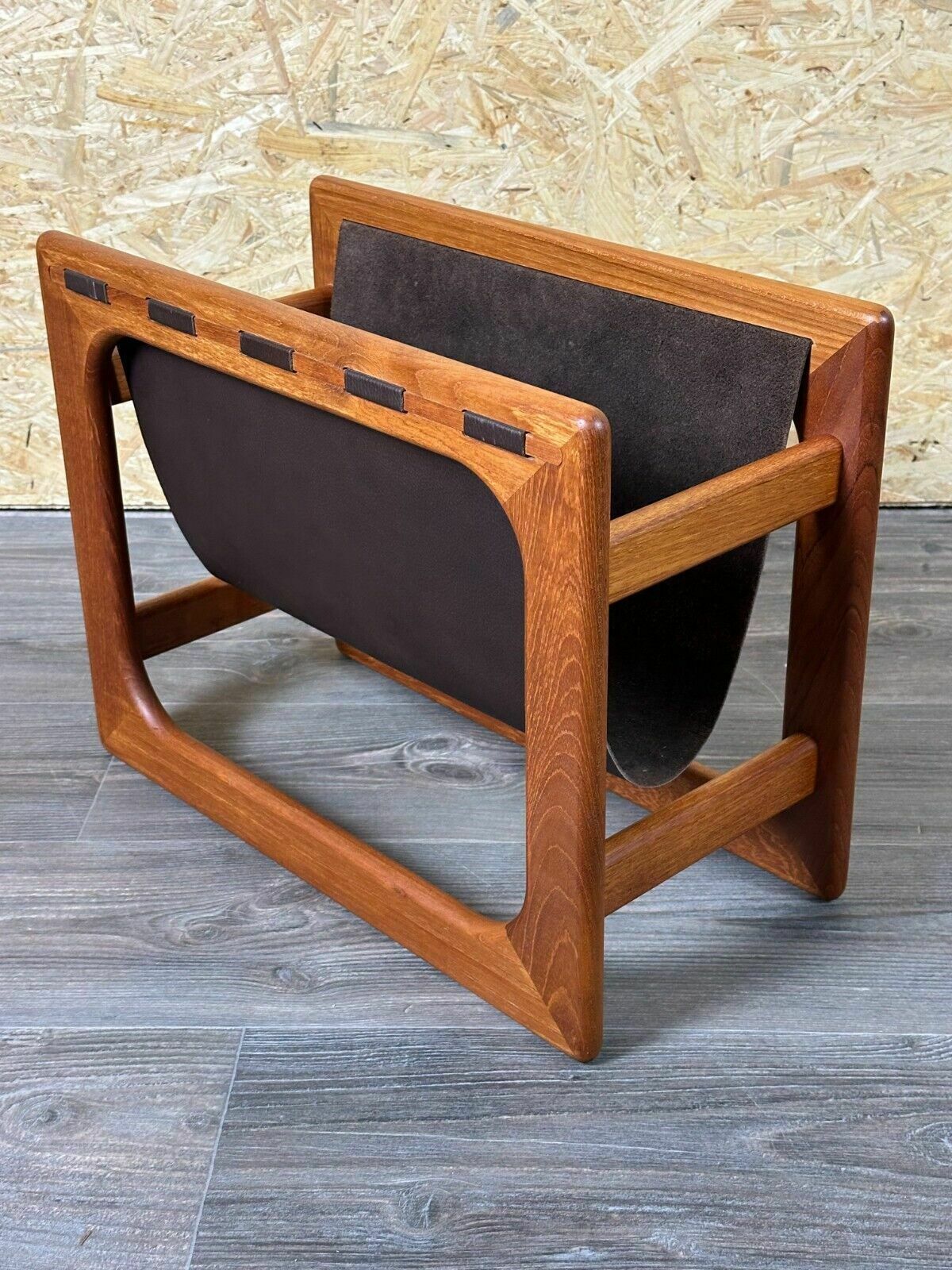 Home Decor 60s 70s Newspaper Holder Newspaper Stands R Aksel Kjersgaard Made Of Teak & Leather photo