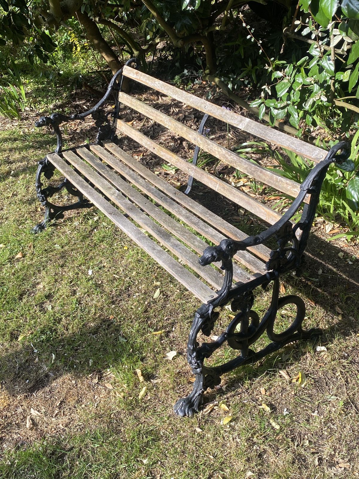 Cast Aluminum Copy Of Coalbrookdale Grapes And Serpent Bench