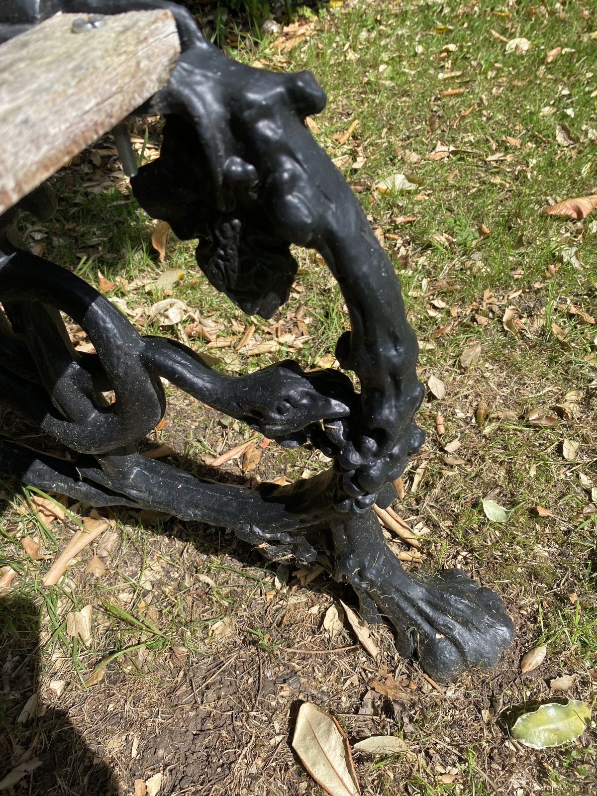 Cast Aluminum Copy Of Coalbrookdale Grapes And Serpent Bench photo 199.0