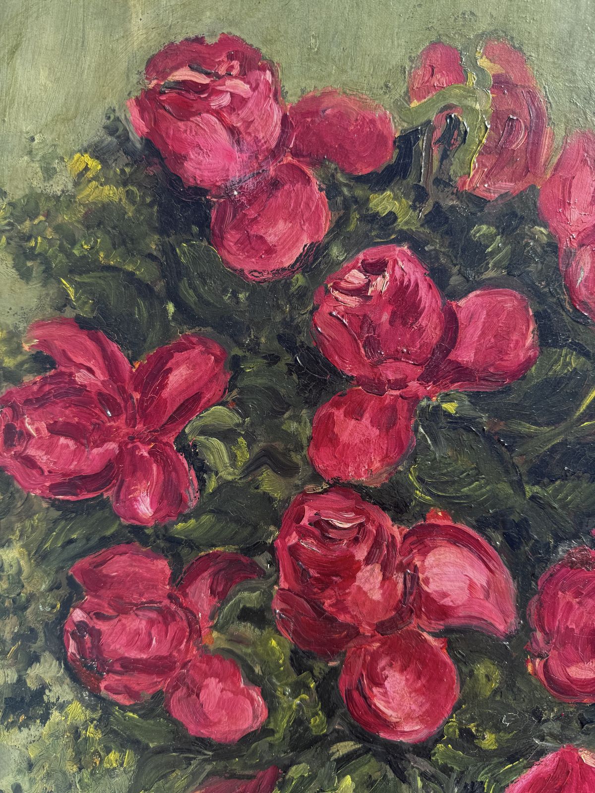 Ramón Calsina Baró – Expressief Roze Bloemenstilleven, Catalaans Modernistisch Olieverfschilderij, Jaren 1940 photo 650.0