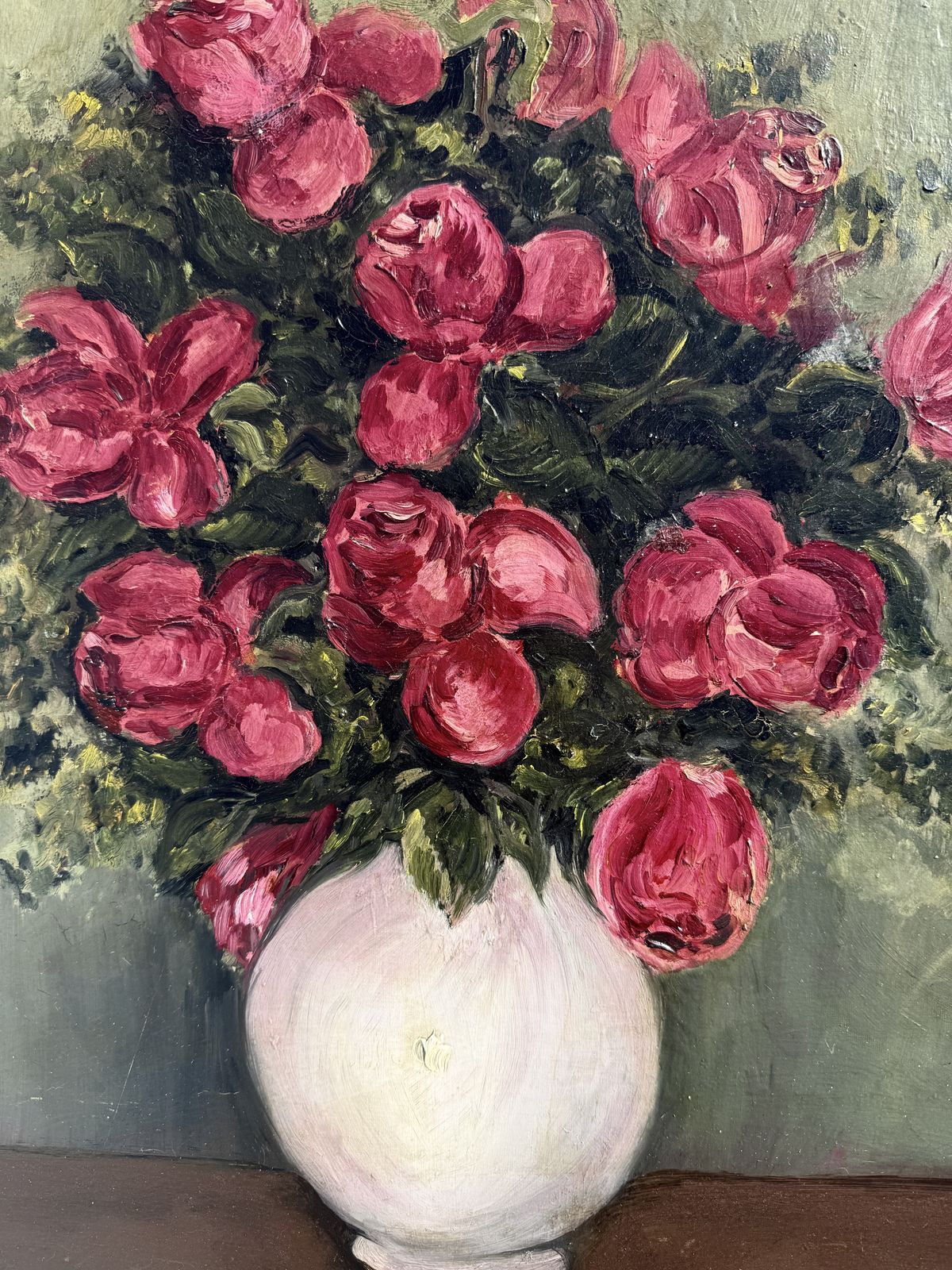 Ramón Calsina Baró – Expressief Roze Bloemenstilleven, Catalaans Modernistisch Olieverfschilderij, Jaren 1940 photo buy
