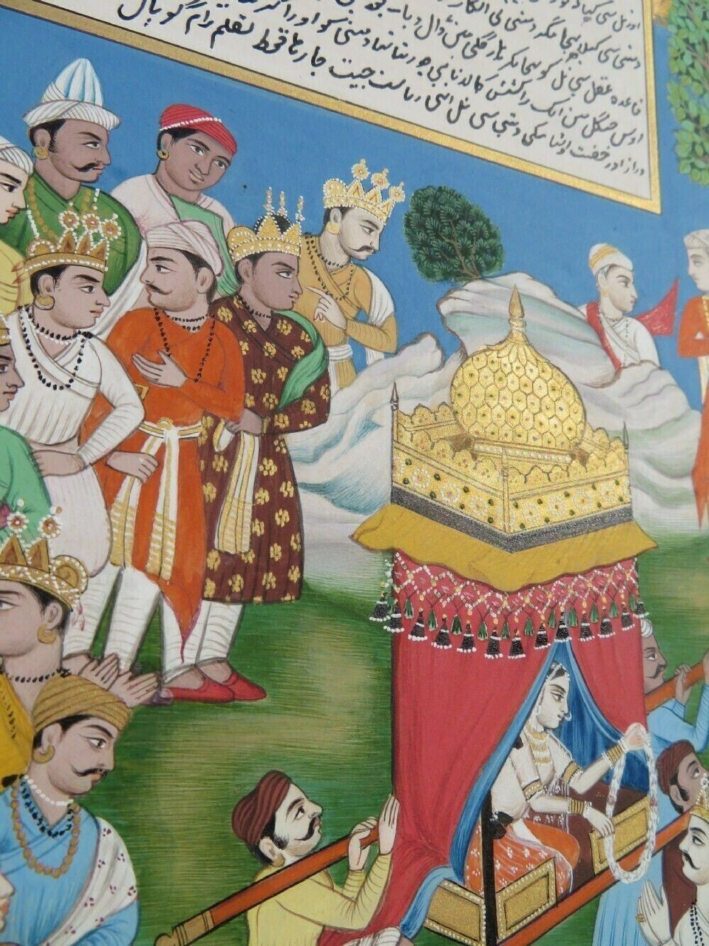 Art Antique Indian Miniature Painting; An Illustration From The Mahabharata Damayanti's Wedding Choice photo