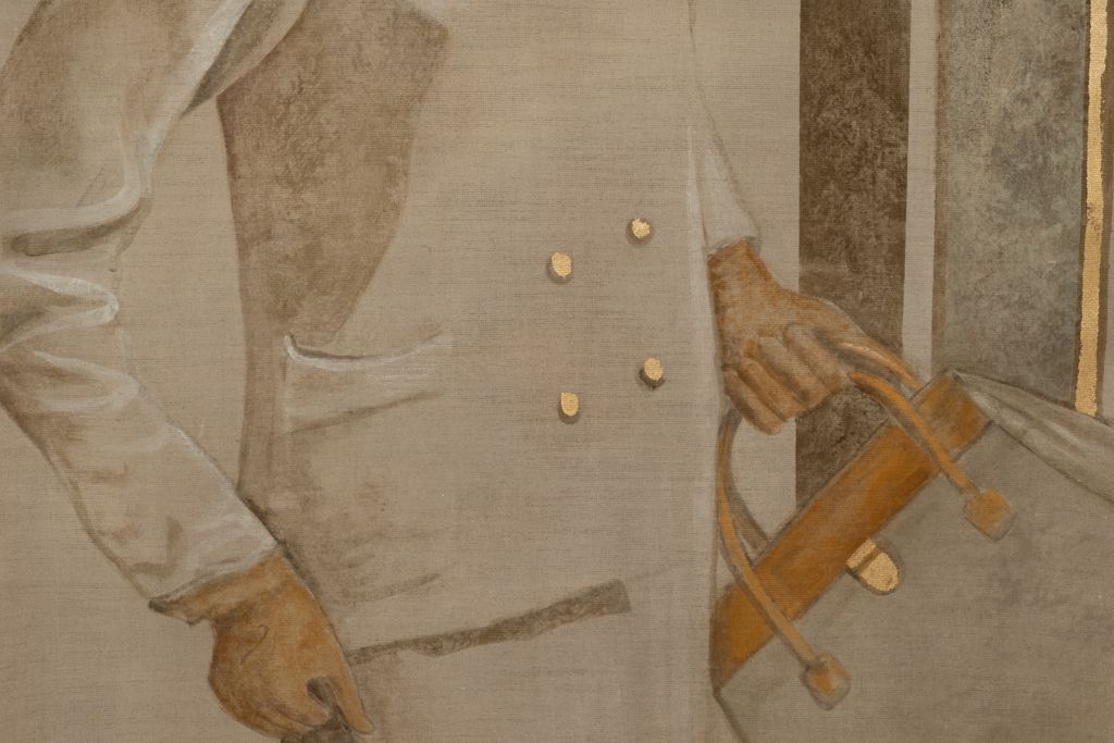 Painted Canvas Depicting A Woman From The 1950s. Contemporary Work. photo 2500.0