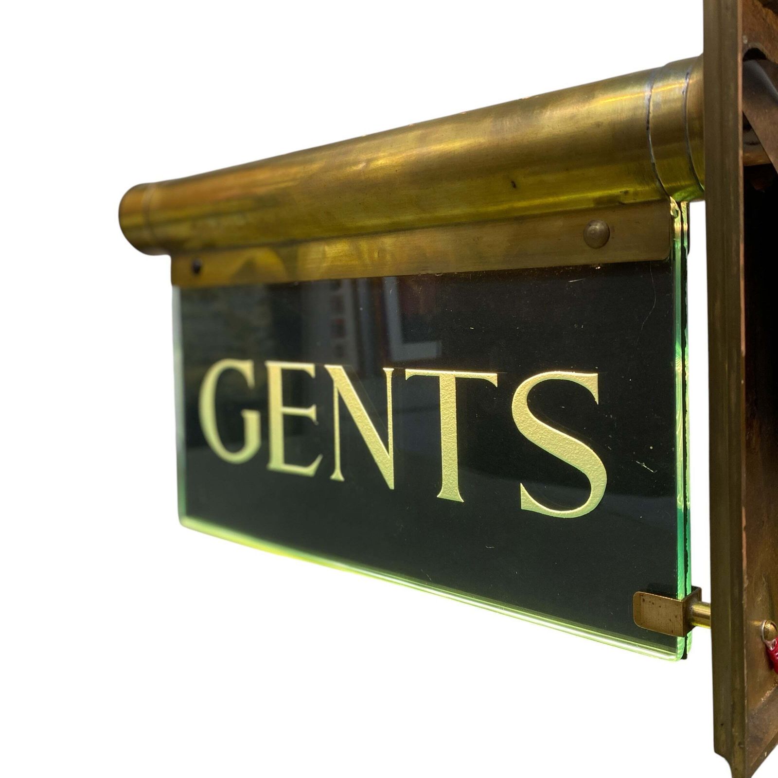 Antique "Internalite" Illuminated Brass Glass 'Ladies' & 'Gents' Wall Sign 1930s Pair photo 1235.0