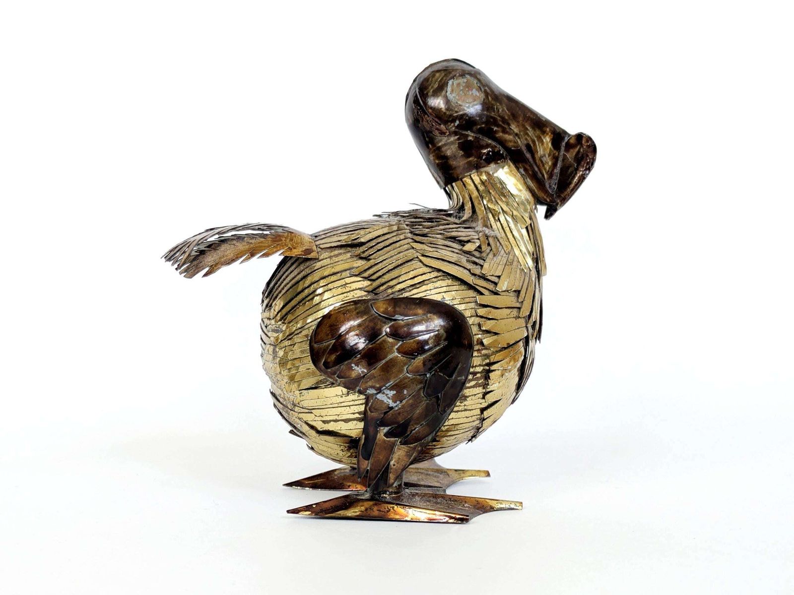 photo furniture Mid-Century Brutalist Dodo-vogelsculptuur in messing en koper, handgemaakt, gemengde metalen, jaren 1960