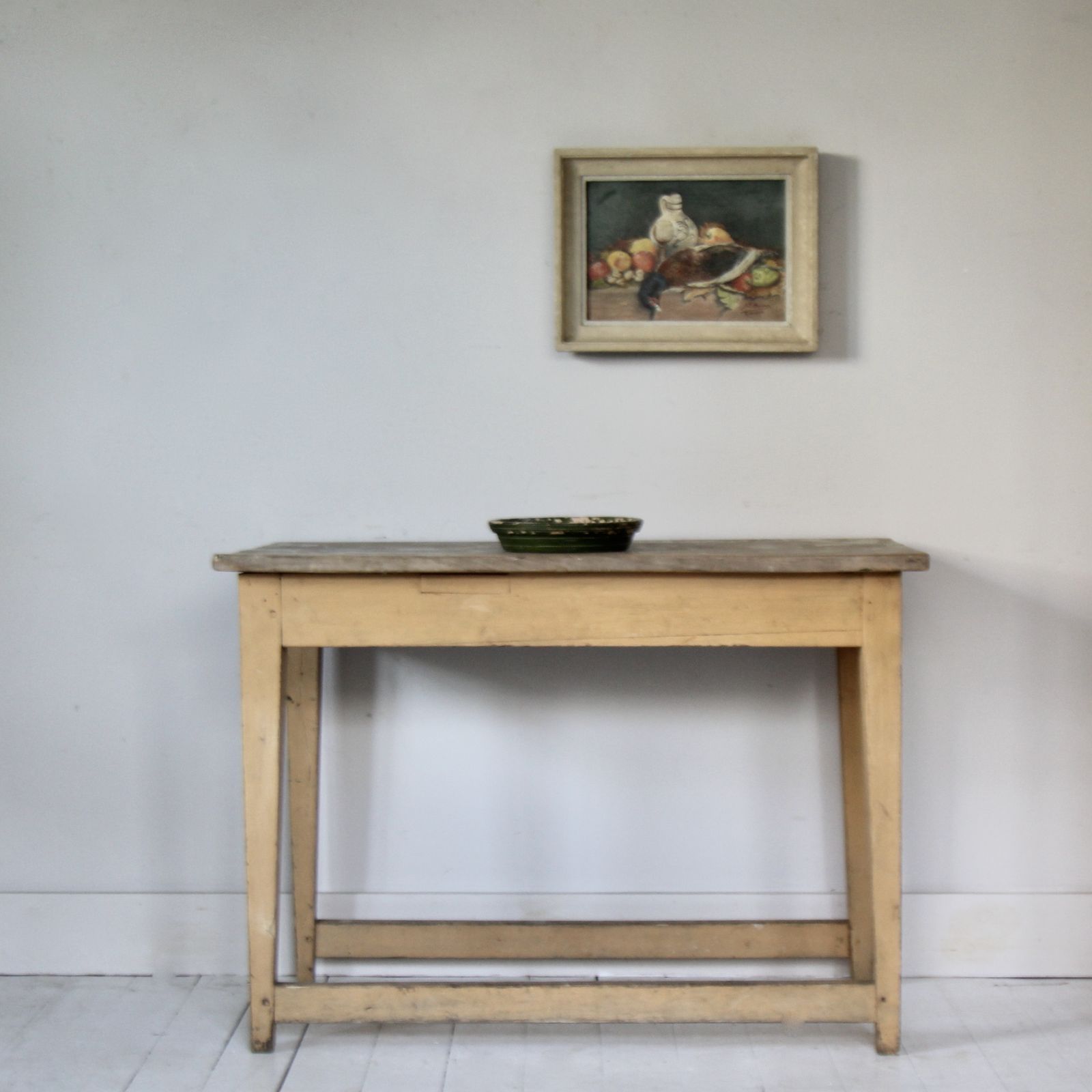 Antique French Table With Stretchers In Original Paint photo Furniture