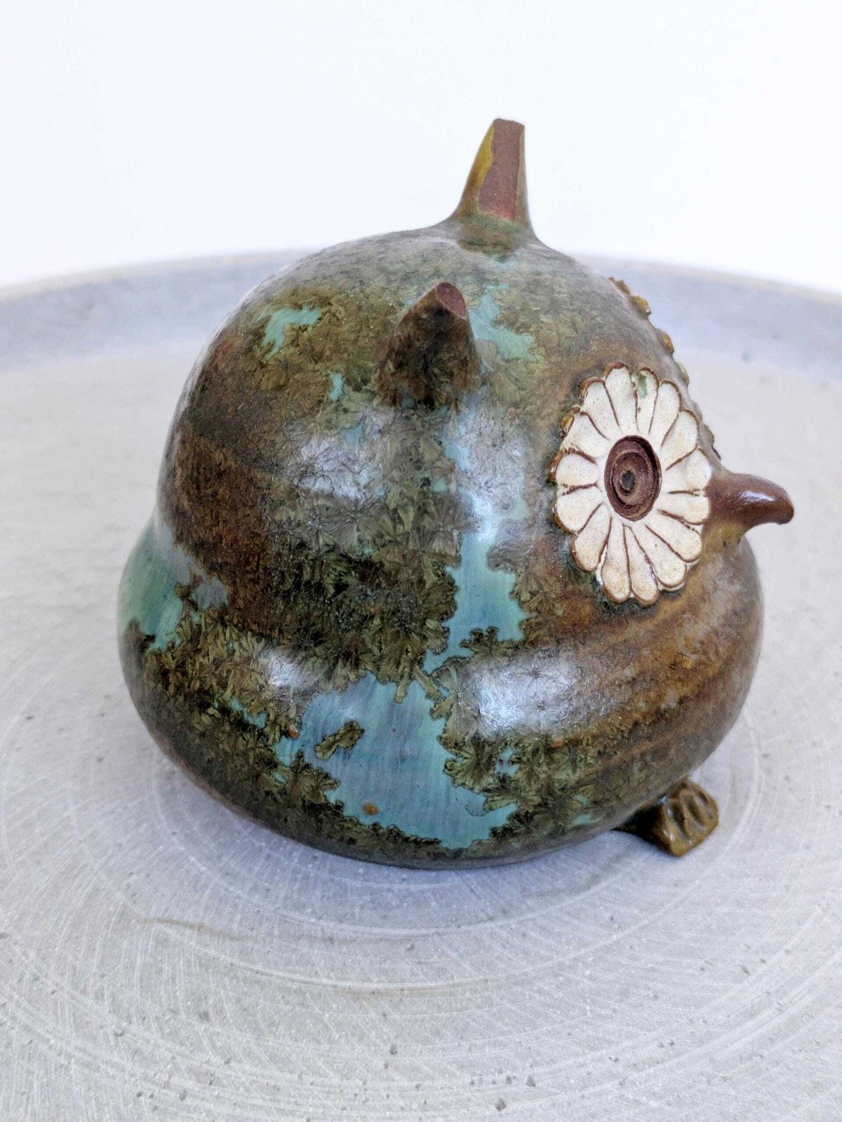 Mid Century Ceramic Owl Figurine Scandinavian Modern Paperweight Nordic Decor photo for sale