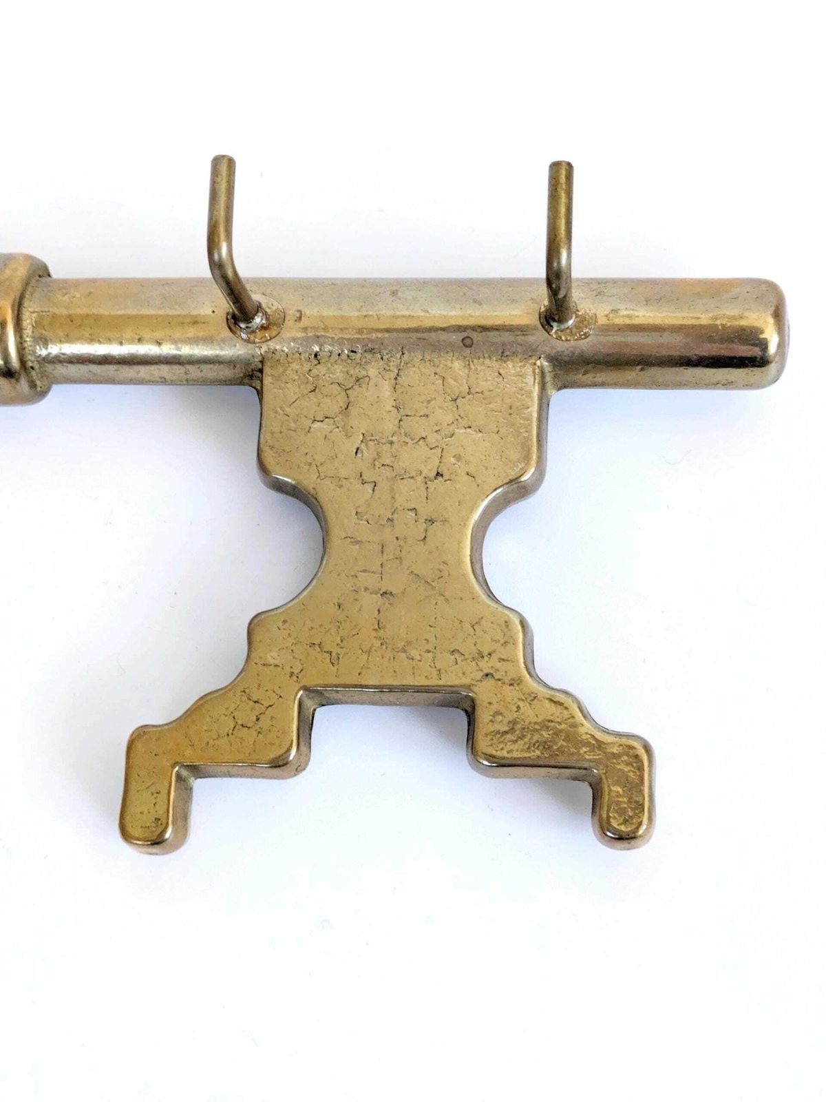 Vintage Brass Key Holder Large Wall Rack 4 Hooks Midcentury Entryway Decor photo 76.0
