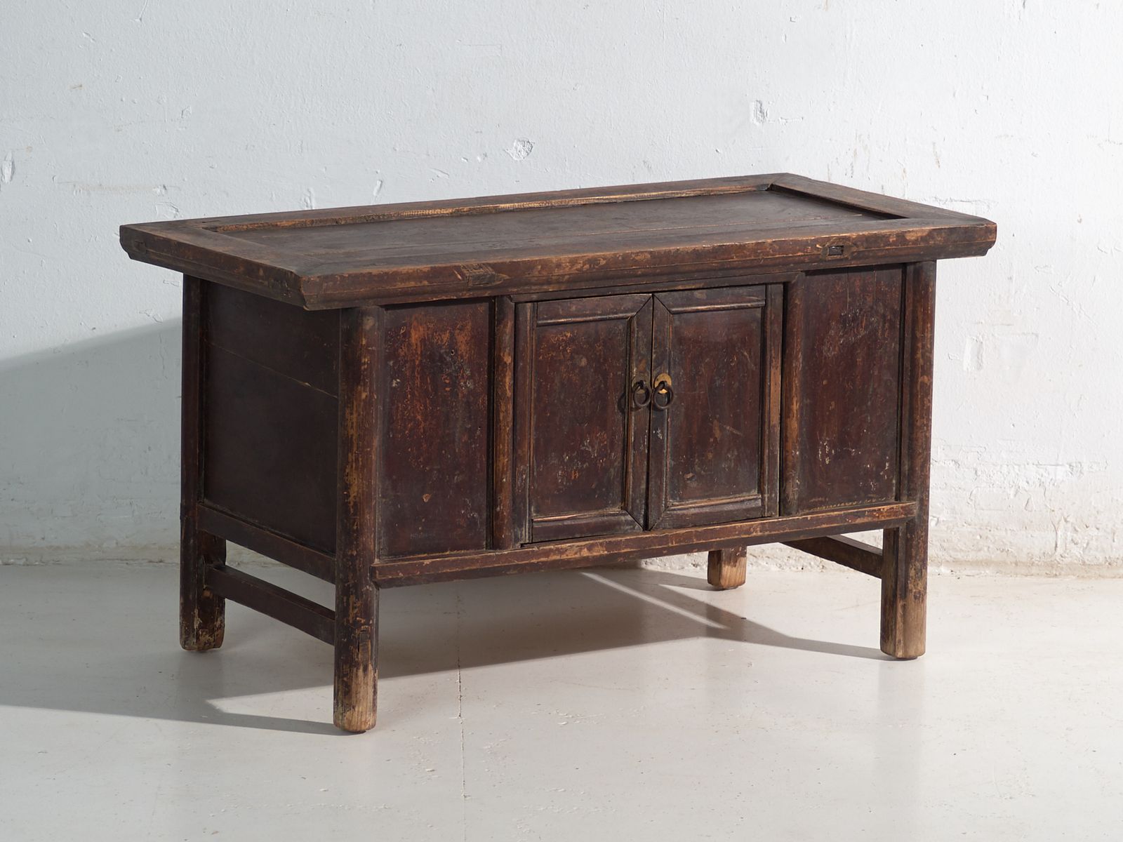 Antique Chinese Low Altar Cabinet With Two Doors And Dark Patina – China, Circa 1900 photo furniture