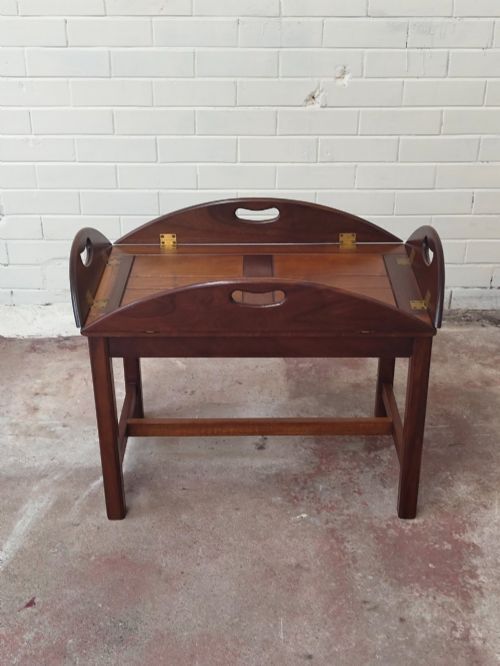 Antique Campaign Mahogany Butlers Tray On Stand photo furniture
