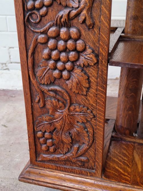 Antique Victorian Carved Golden Oak Revolving Bookcase photo buy