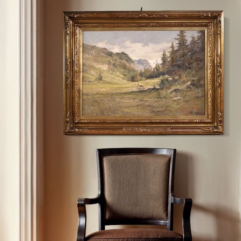Italian Landscape Painting Signed Giuseppe Gheduzzi From The 20th Century photo Art