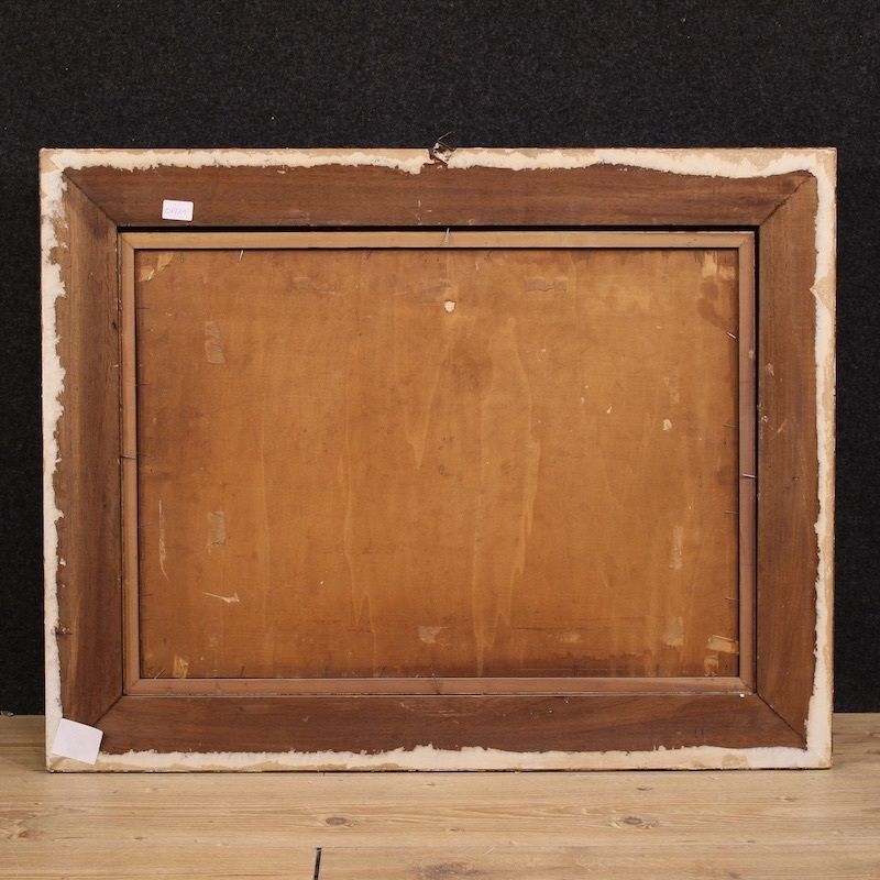 photo furniture Italiaans landschapsschilderij, gesigneerd Giuseppe Gheduzzi, begin 20e eeuw