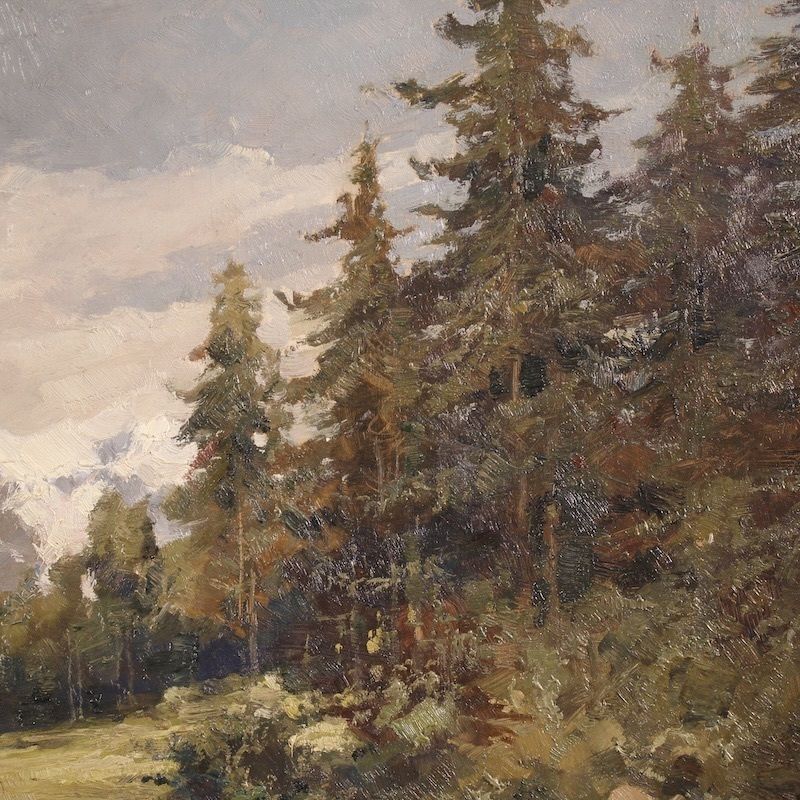 Kunst Italiaans landschapsschilderij, gesigneerd Giuseppe Gheduzzi, begin 20e eeuw photo