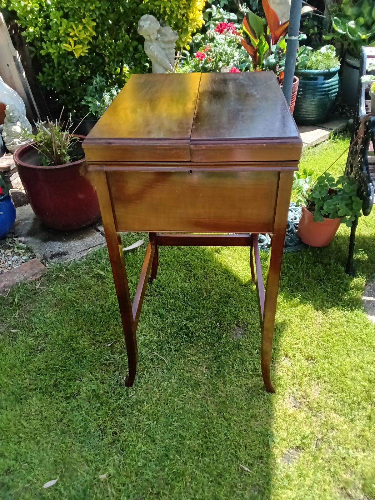 Edwardian Mahogany Ladies Foldover Writing Desk.