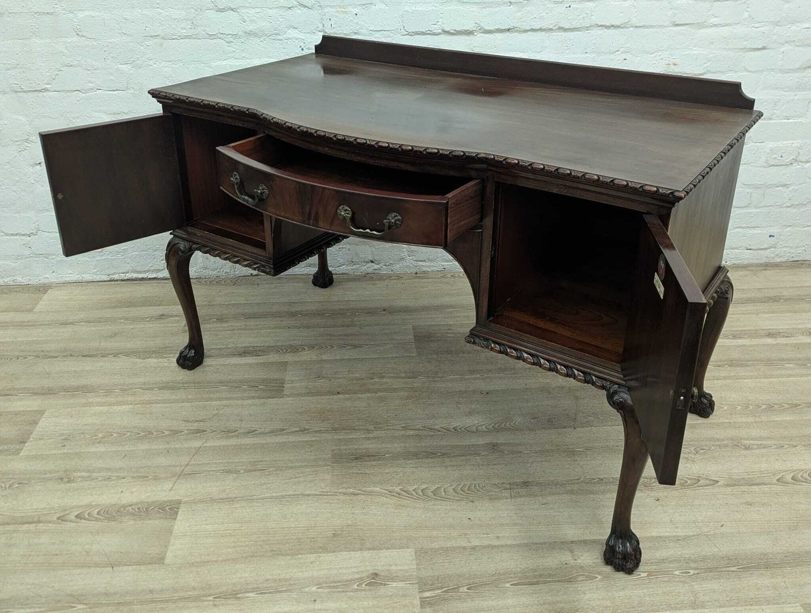 Early 20th Century Chippendale Style Mahogany Desk By Bath Cabinet Makers photo for sale