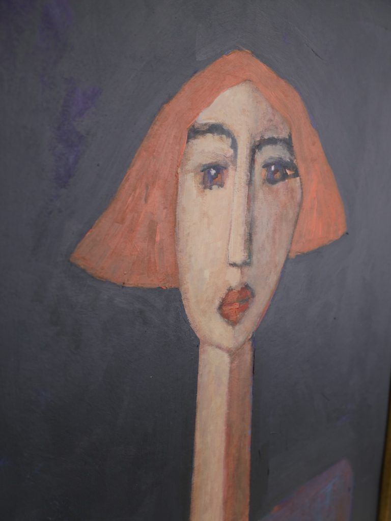 3500.0 Harry Charles Tim Neo Expressionist Acrylic Painting ‘Alice’   Longhead Series, 2025 photo