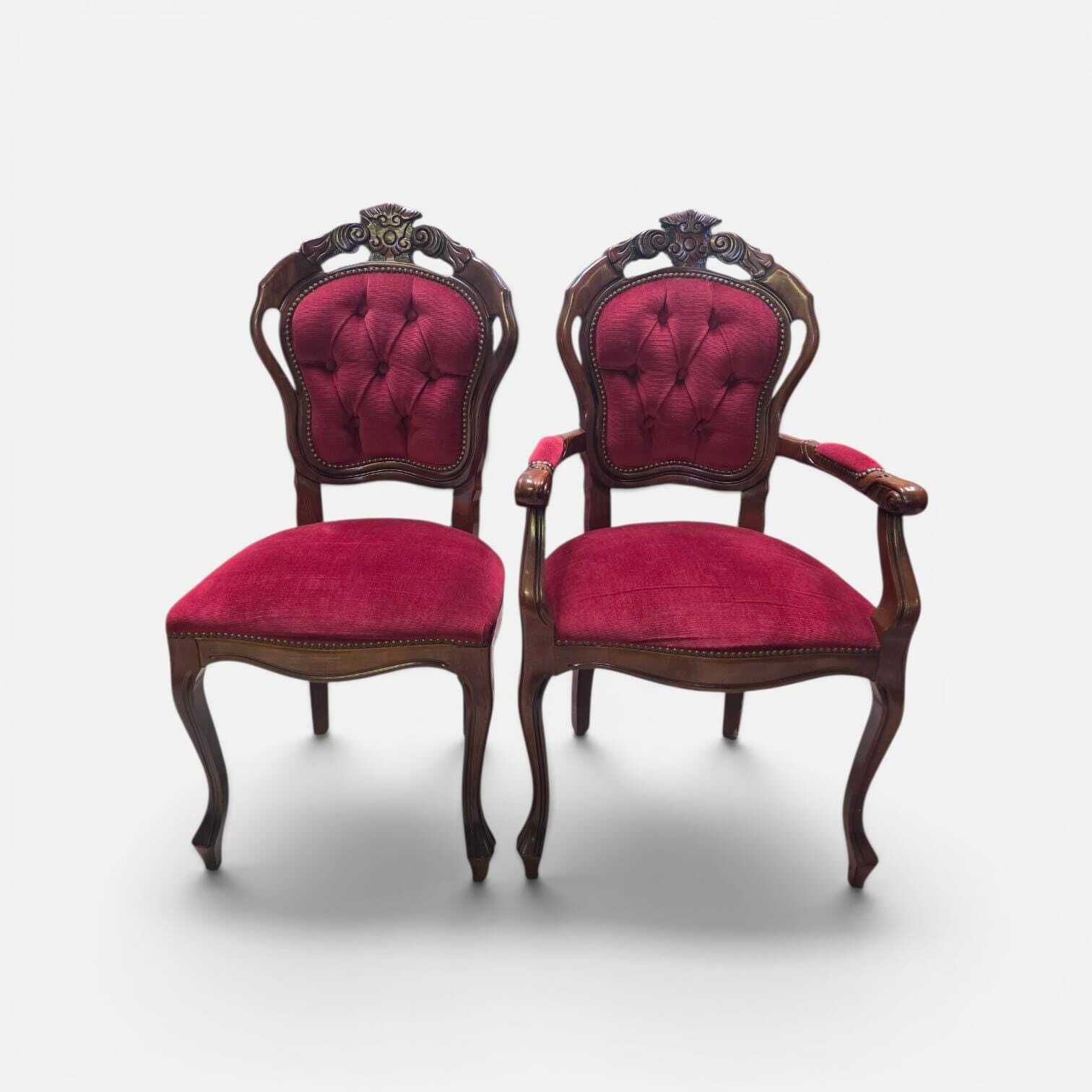 Vintage Victorian Style Dining Chairs / Set Of 6 / Carver & Side Chairs / C1970 photo for sale