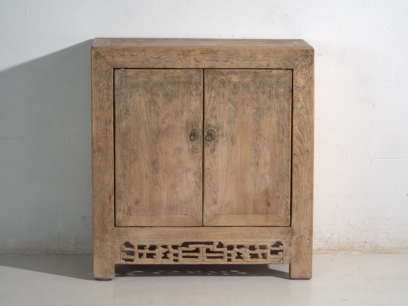 Antique Low Cabinet In Elm With Fretwork Apron – China, Circa 1950 photo Furniture