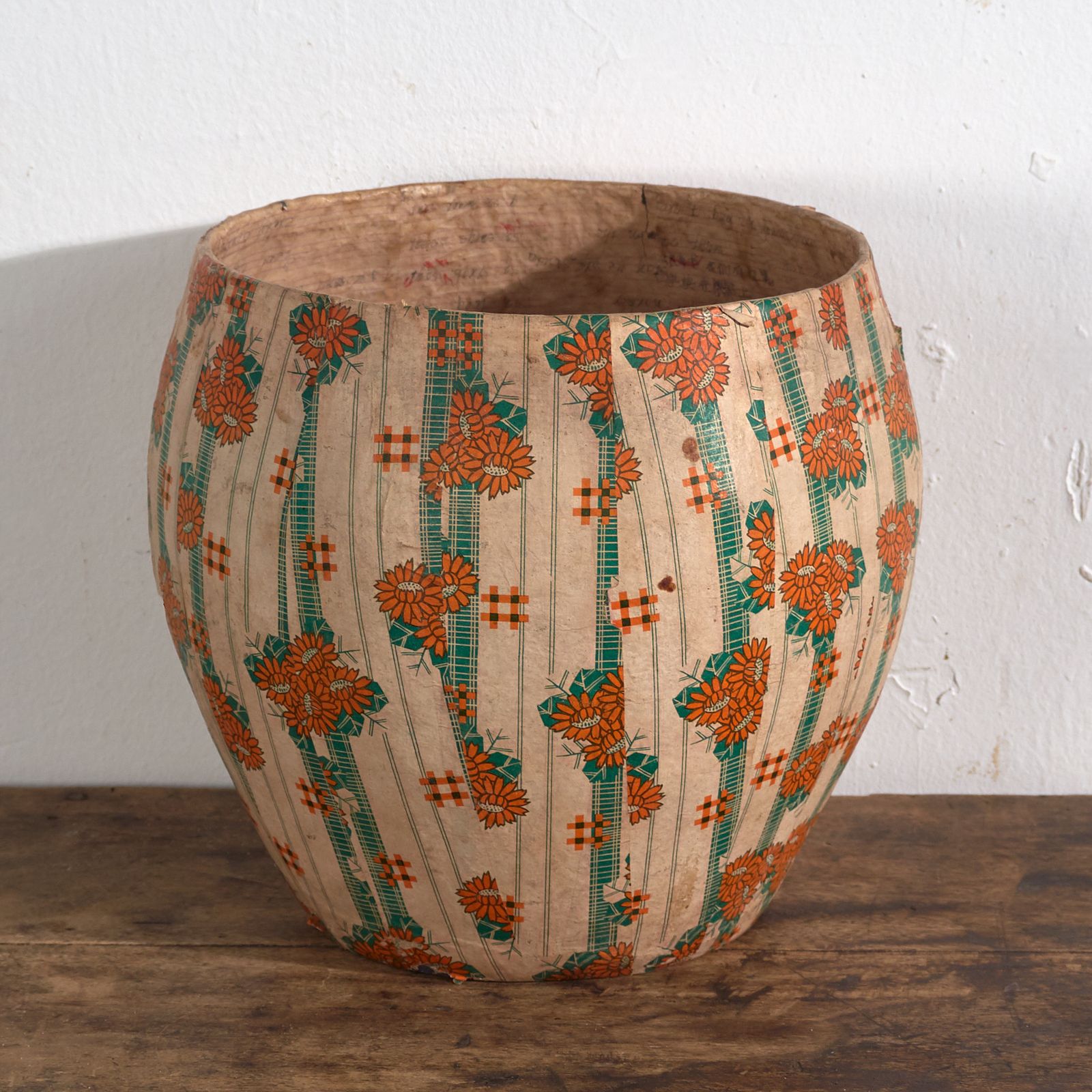 Antique Chinese Papier Mâché Basket With Floral Motifs – China, Circa 1930
