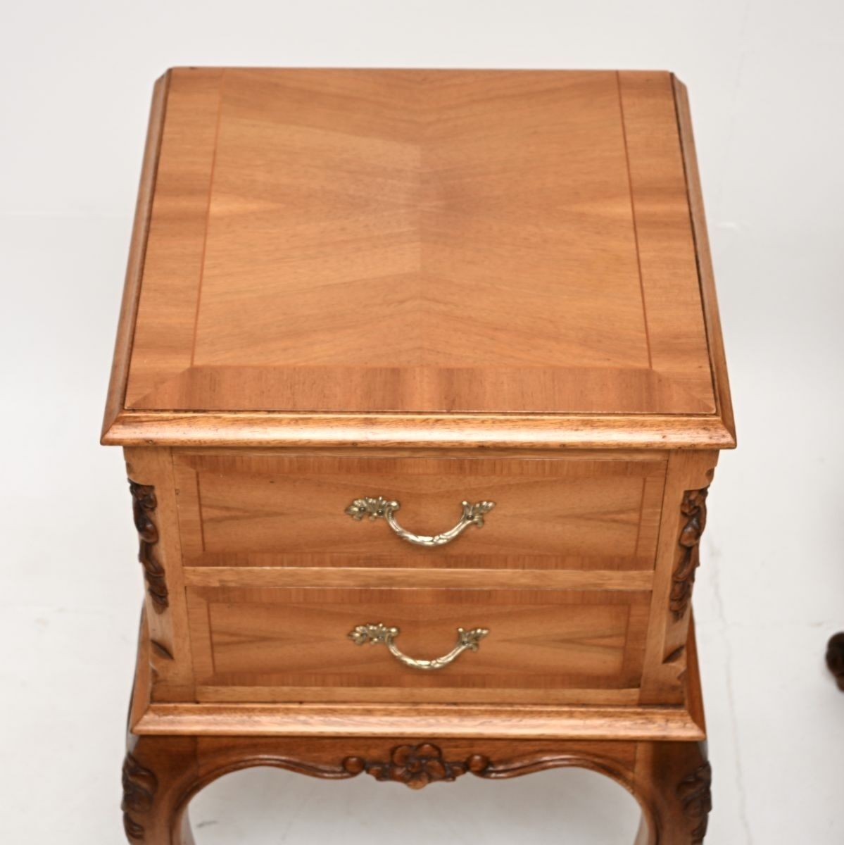 Pair Of Antique French Figured Walnut Bedside Chests photo vinterior