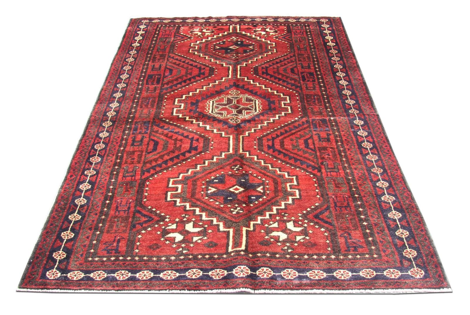 Tapis afghan oriental, tapis en laine rouge traditionnel tissé à la main photo for sale
