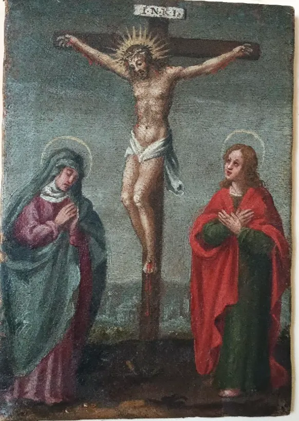 Antique Painting, Oil On Canvas Crucifixion, 18th Century photo 446.0