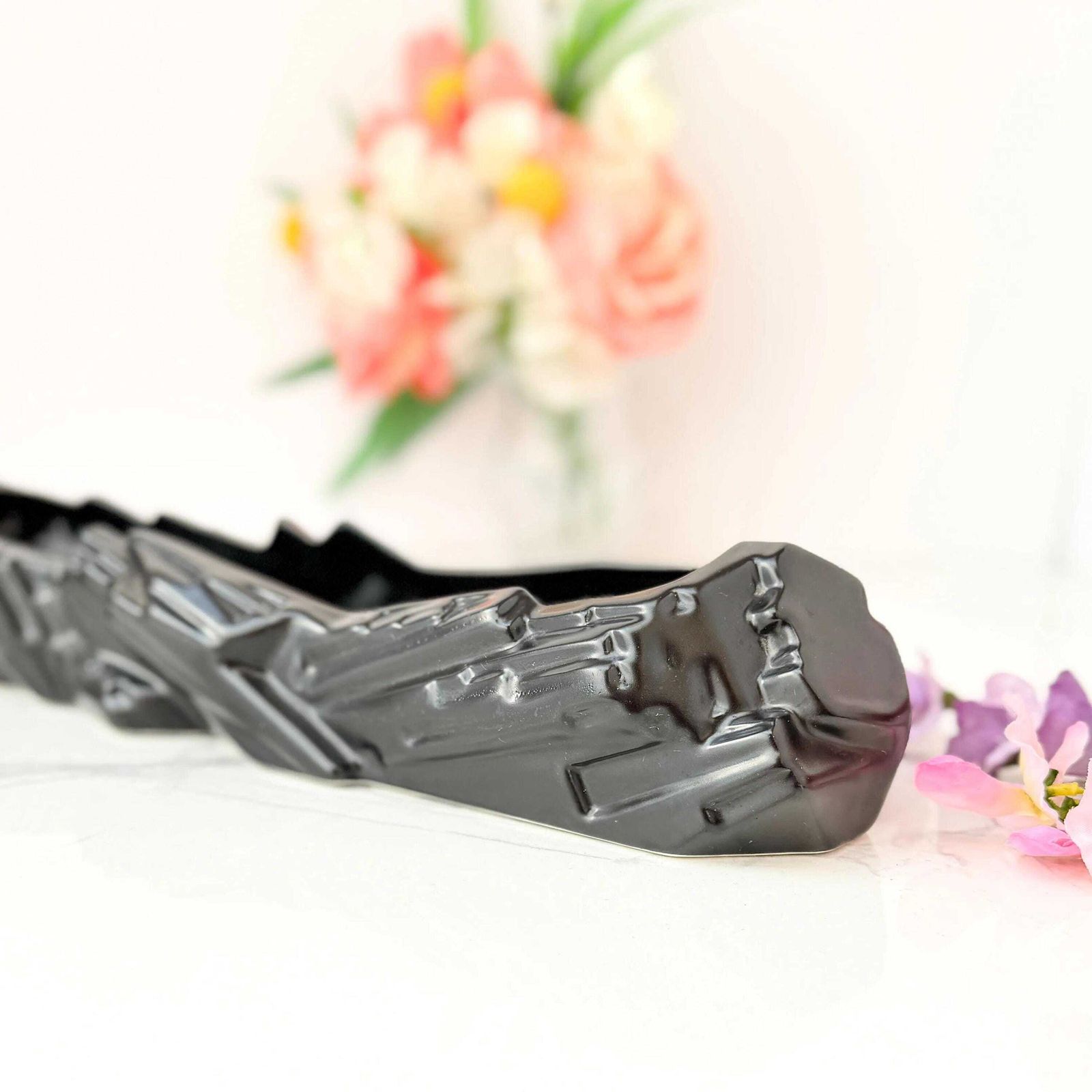 Fulham Pottery Egd Black Mantel Vase Eric Griffiths Geometric Art Deco Planter photo vintage