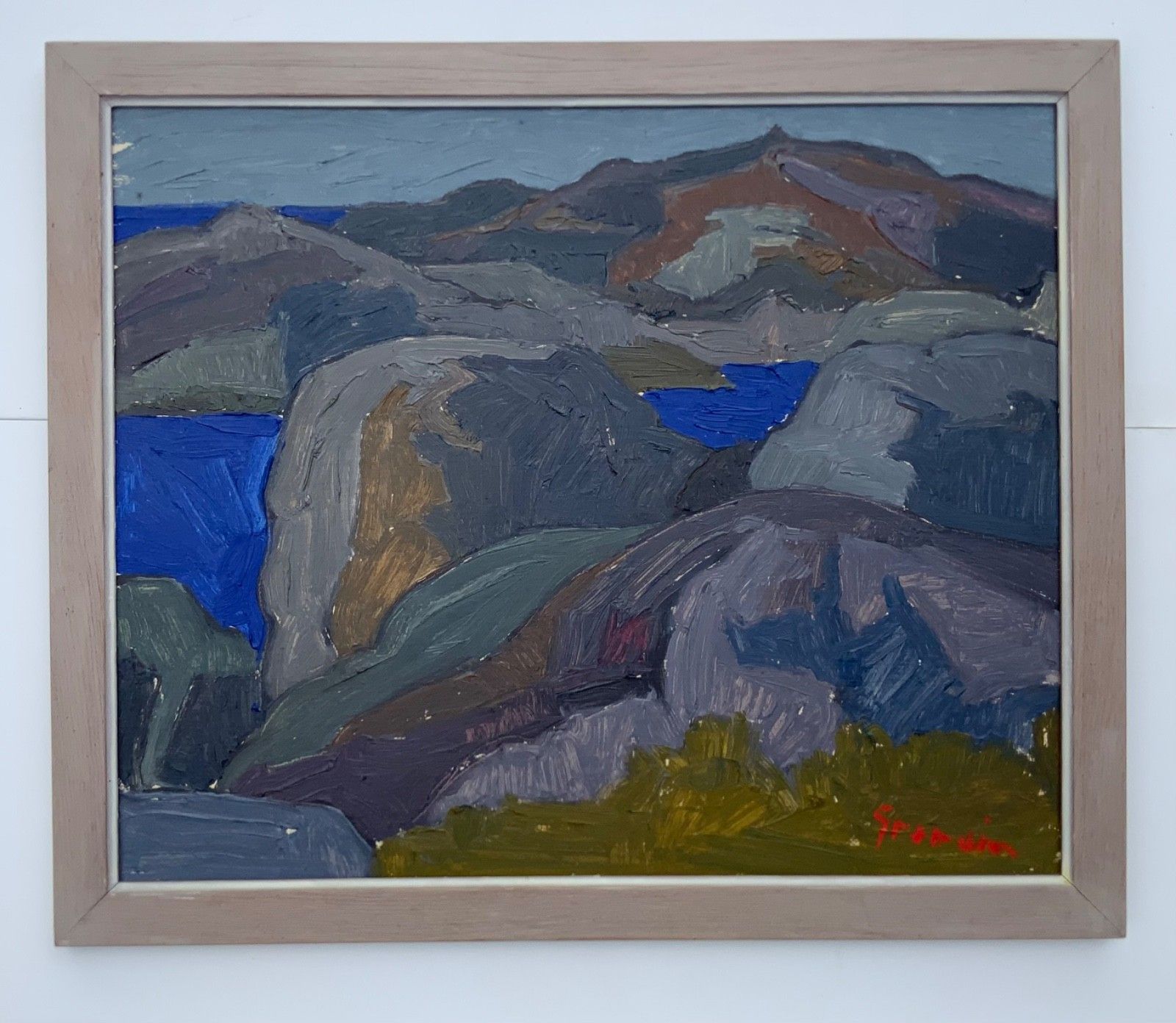 Vintage Landscape Painting By Svan Grandin (1906 1982) “Seacoast” photo for sale