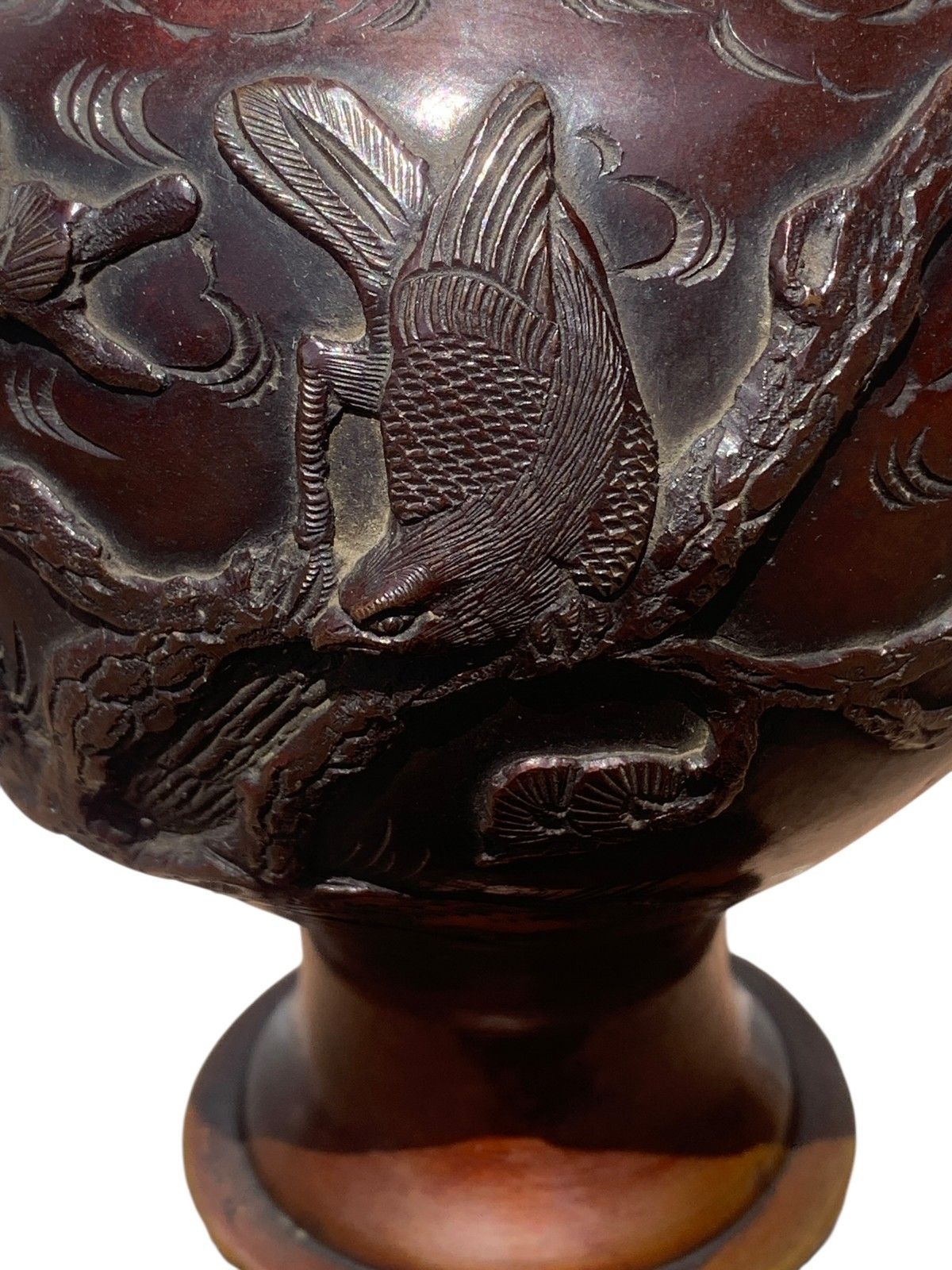 Antique Japanese Meiji Bronze Floor Lamp Base Oriental Dragon Turtle Light C1890 photo Lighting