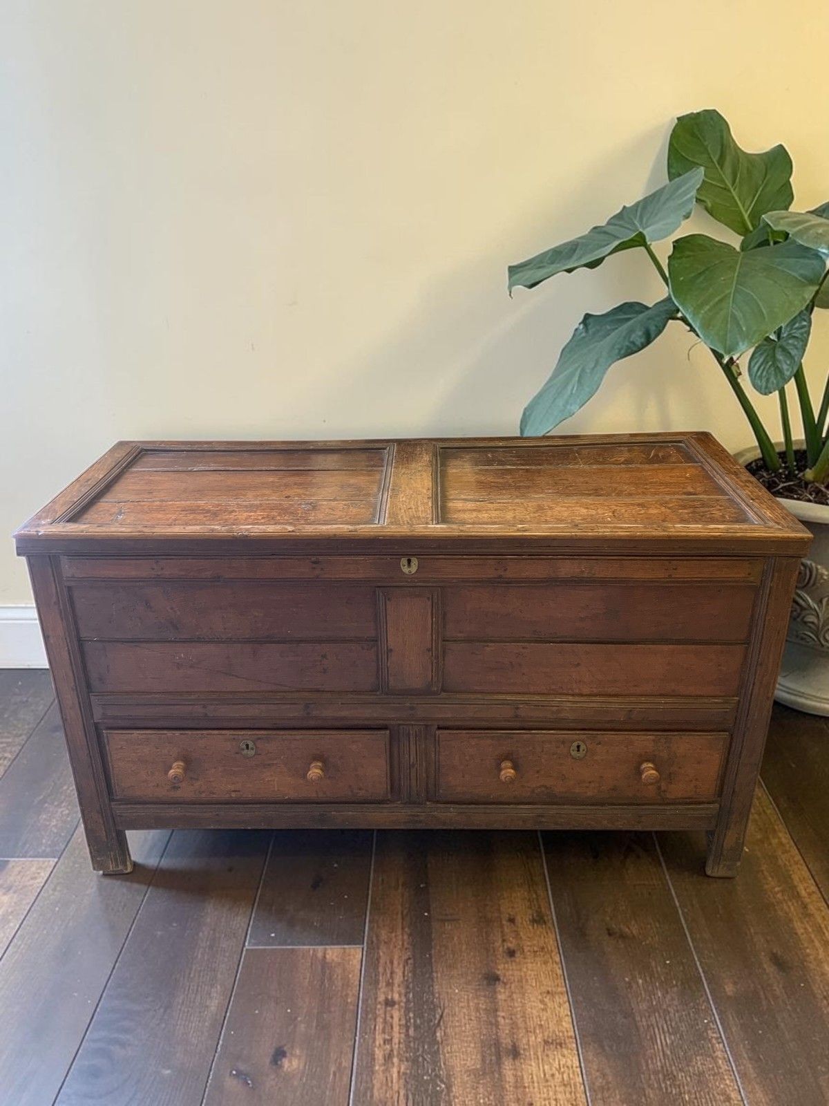Antique Georgian Oak Mule Chest Blanket Box Drawers Coffee Table Trunk C.1800 photo for sale