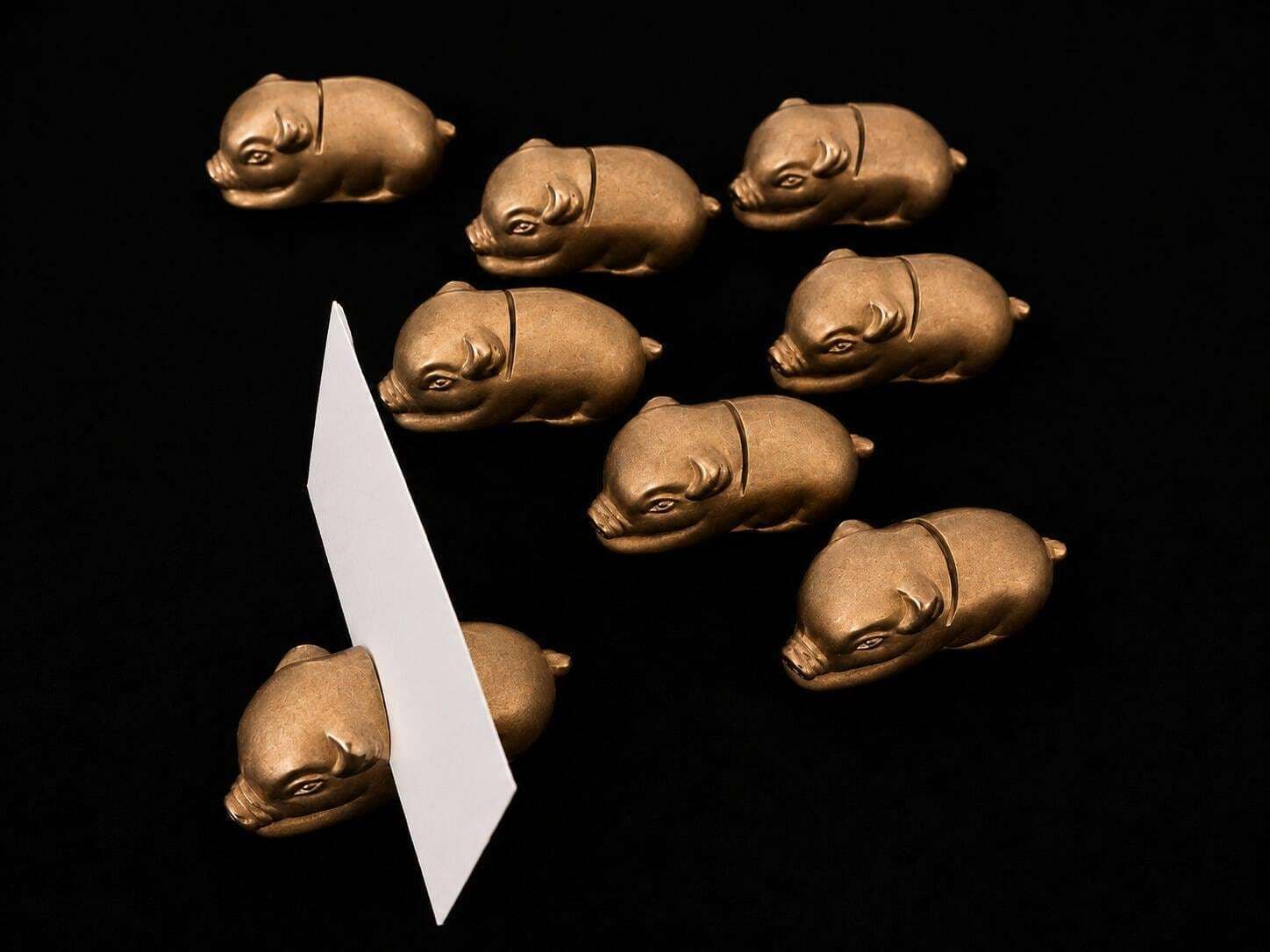 Vintage French Silver Plate Pig Place Card Holders Piglet   Set Of 8 photo 149.0